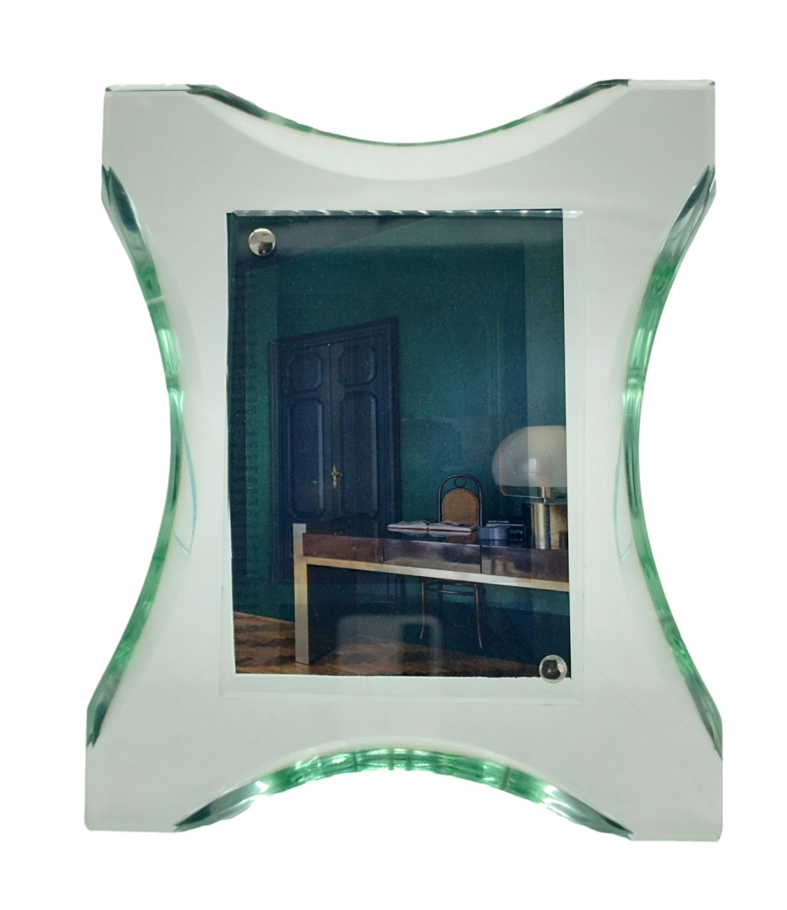 Mid-Century Modern Fontana Arte Ground Glass Photo Frame, Italy 1950s For Sale