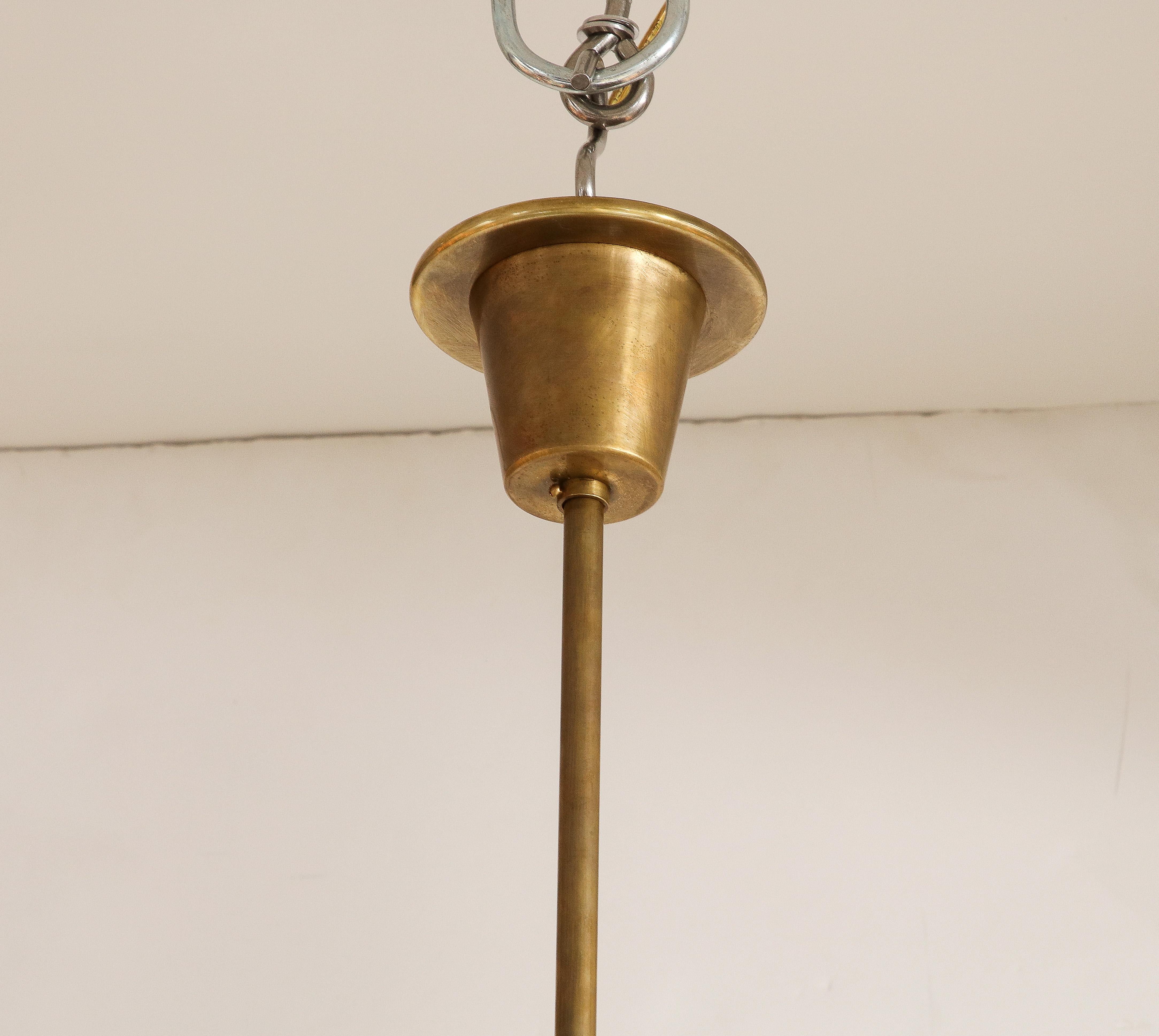 Italian Fontana Arte Attributed Brass And Glass Pendant For Sale