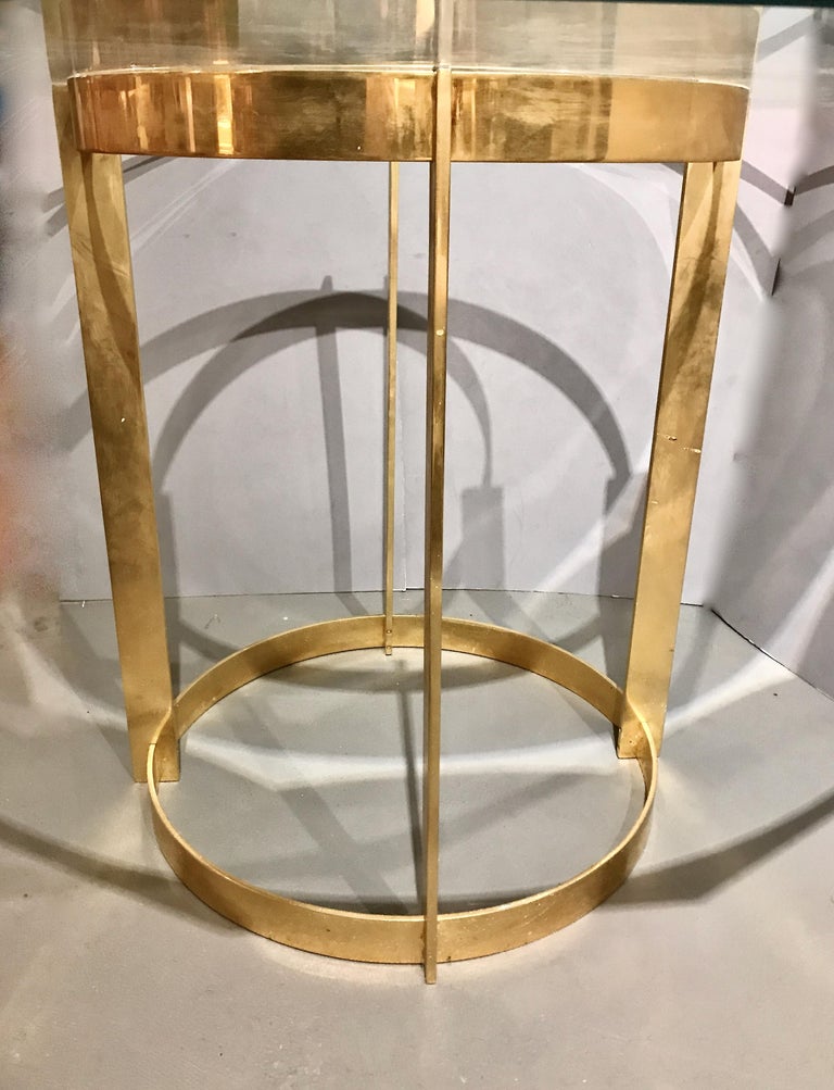 Late 20th Century Fontana Arte Attributed Gilt Bronze and Glass Center Table For Sale