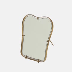 Fontana Arte Modernist Brass Vanity Dressing Table Mirror, Italy, 1940s