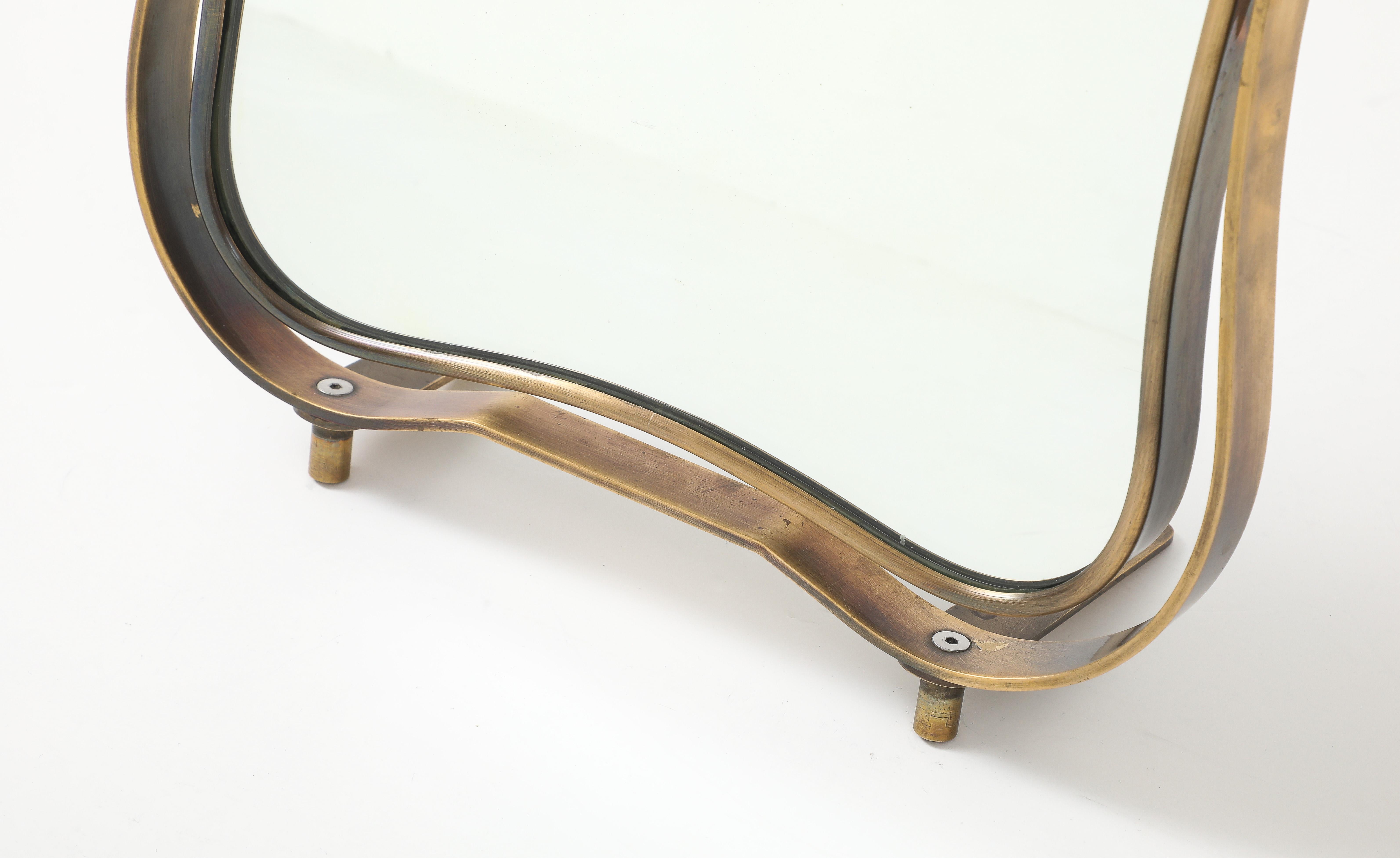 Raro espejo de tocador pivotante ajustable de latón Fontana Arte, Italia, años 40 en venta 6