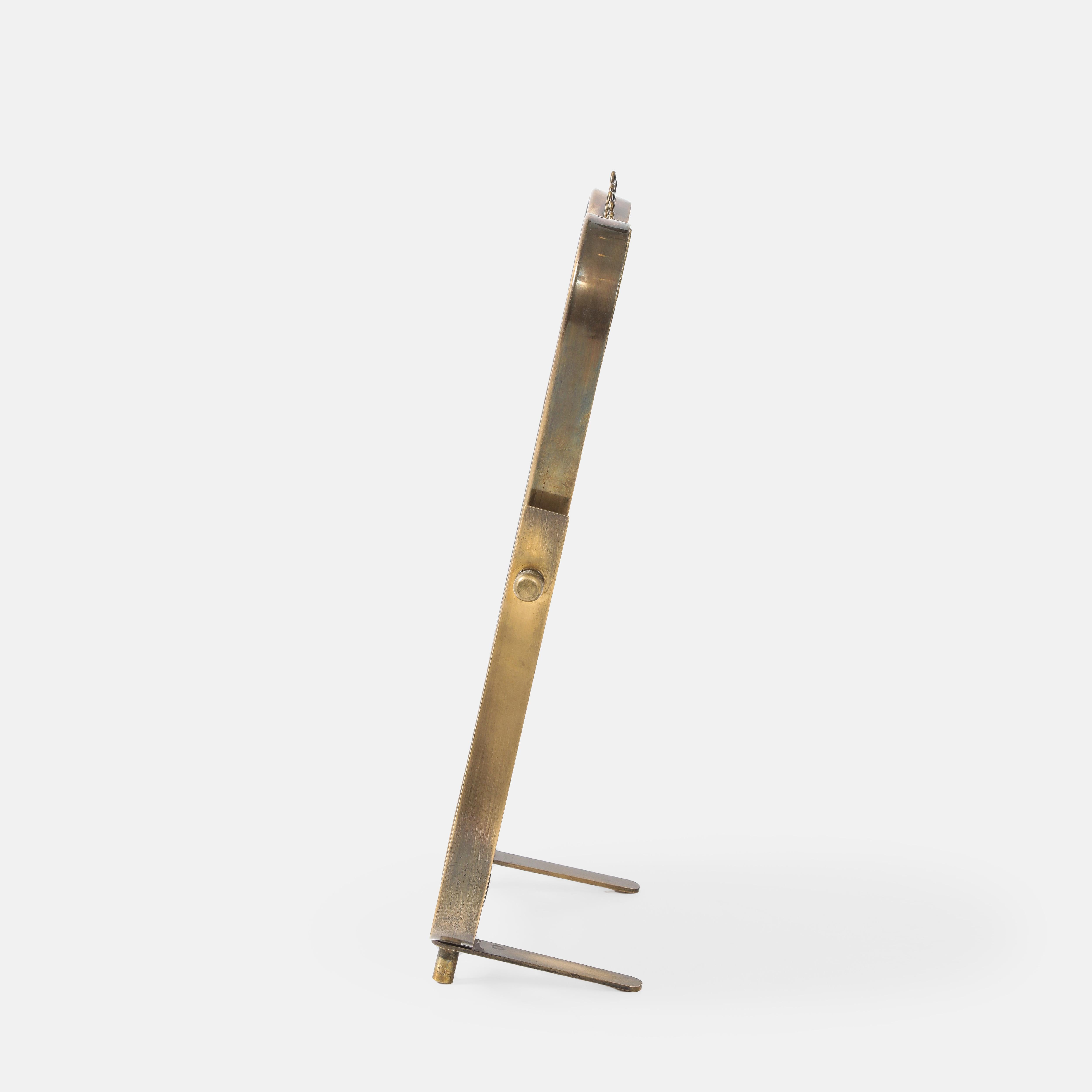 Raro espejo de tocador pivotante ajustable de latón Fontana Arte, Italia, años 40 Italiano en venta