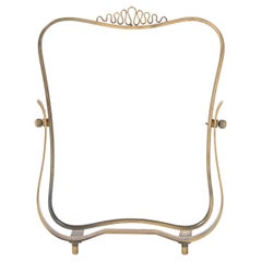 Fontana Arte Rare Adjustable Pivoting Brass Vanity Table Mirror, Italy, 1940s
