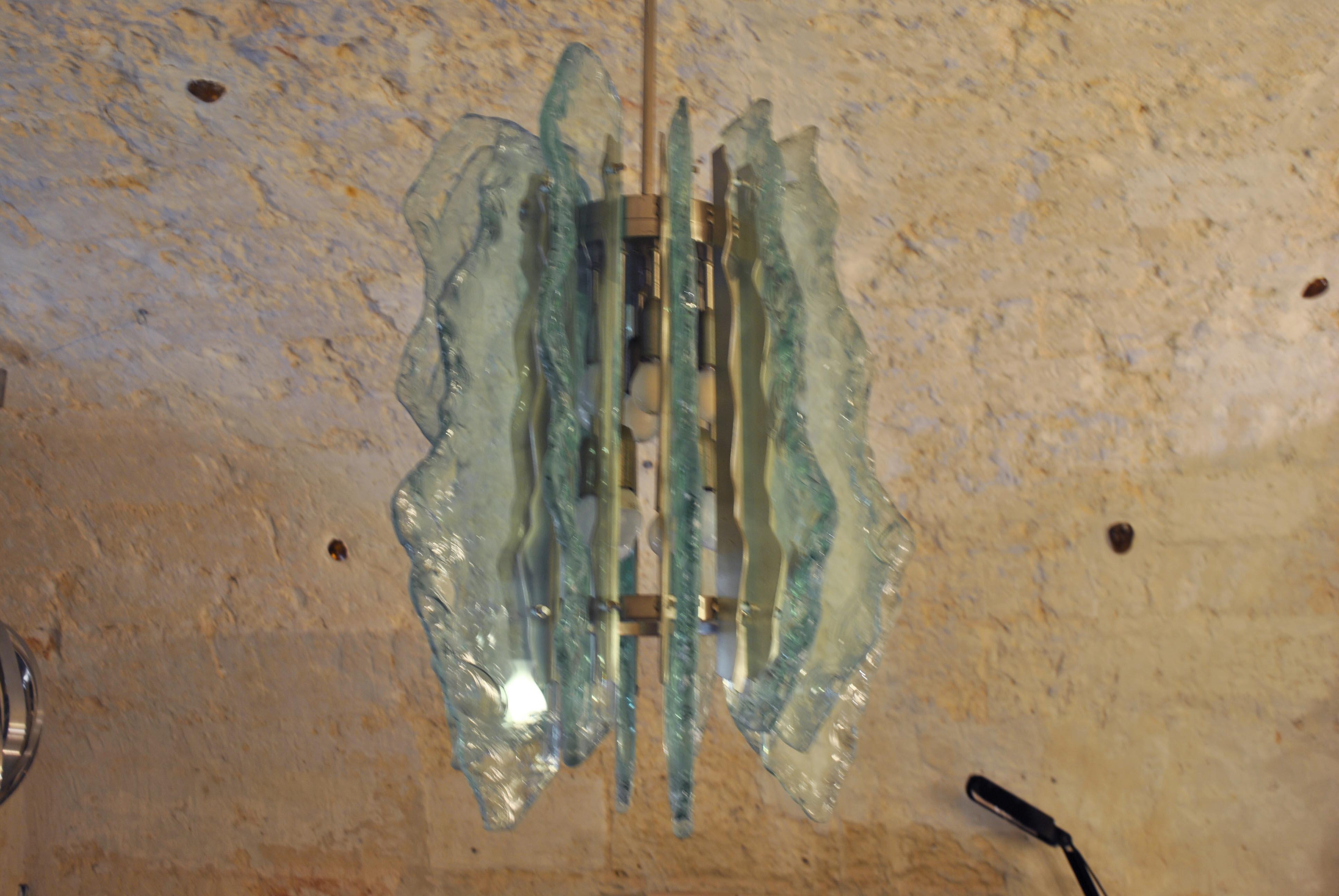 Fontana Arte Attributed to Chiseled and Milled Chandelier, circa 1960 3