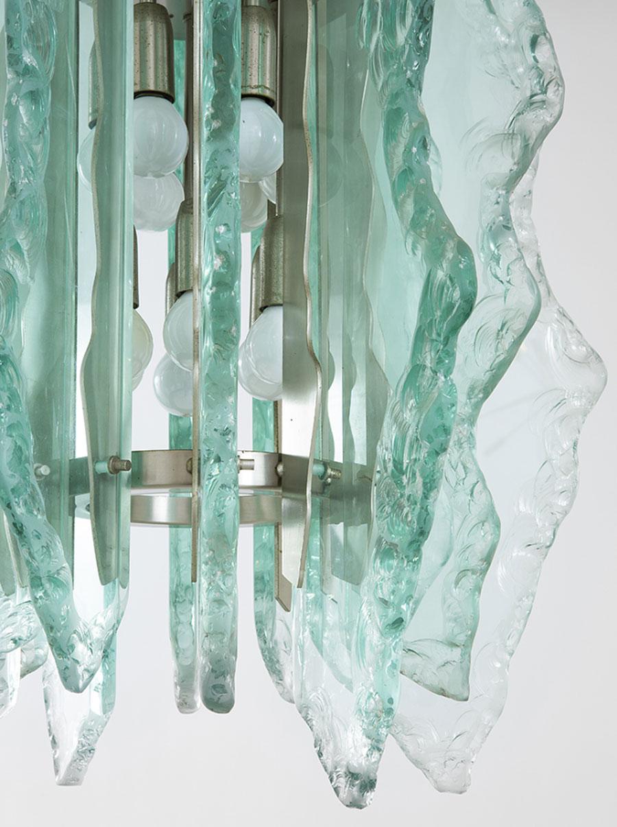 Mid-Century Modern Fontana Arte Attributed to Chiseled and Milled Chandelier, circa 1960