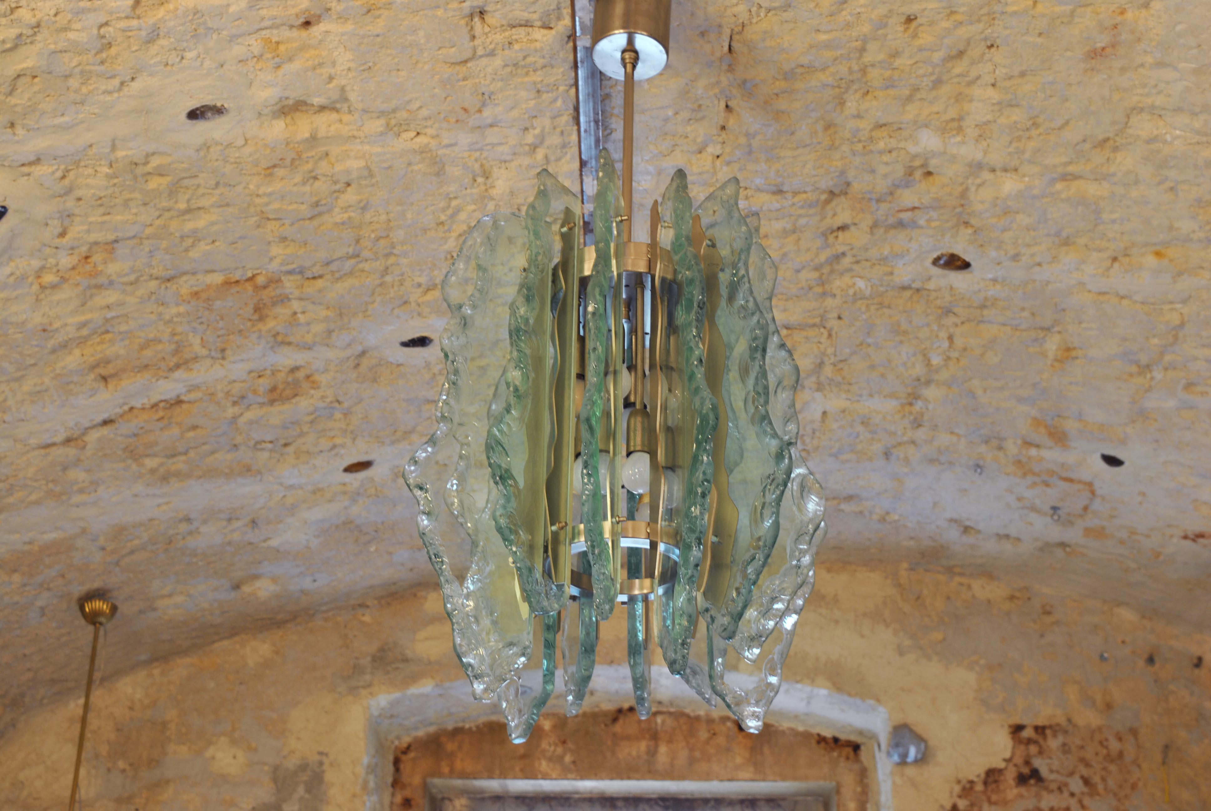 Fontana Arte Attributed to Chiseled and Milled Chandelier, circa 1960 2