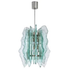 Fontana Arte Attributed to Chiseled and Milled Chandelier, circa 1960