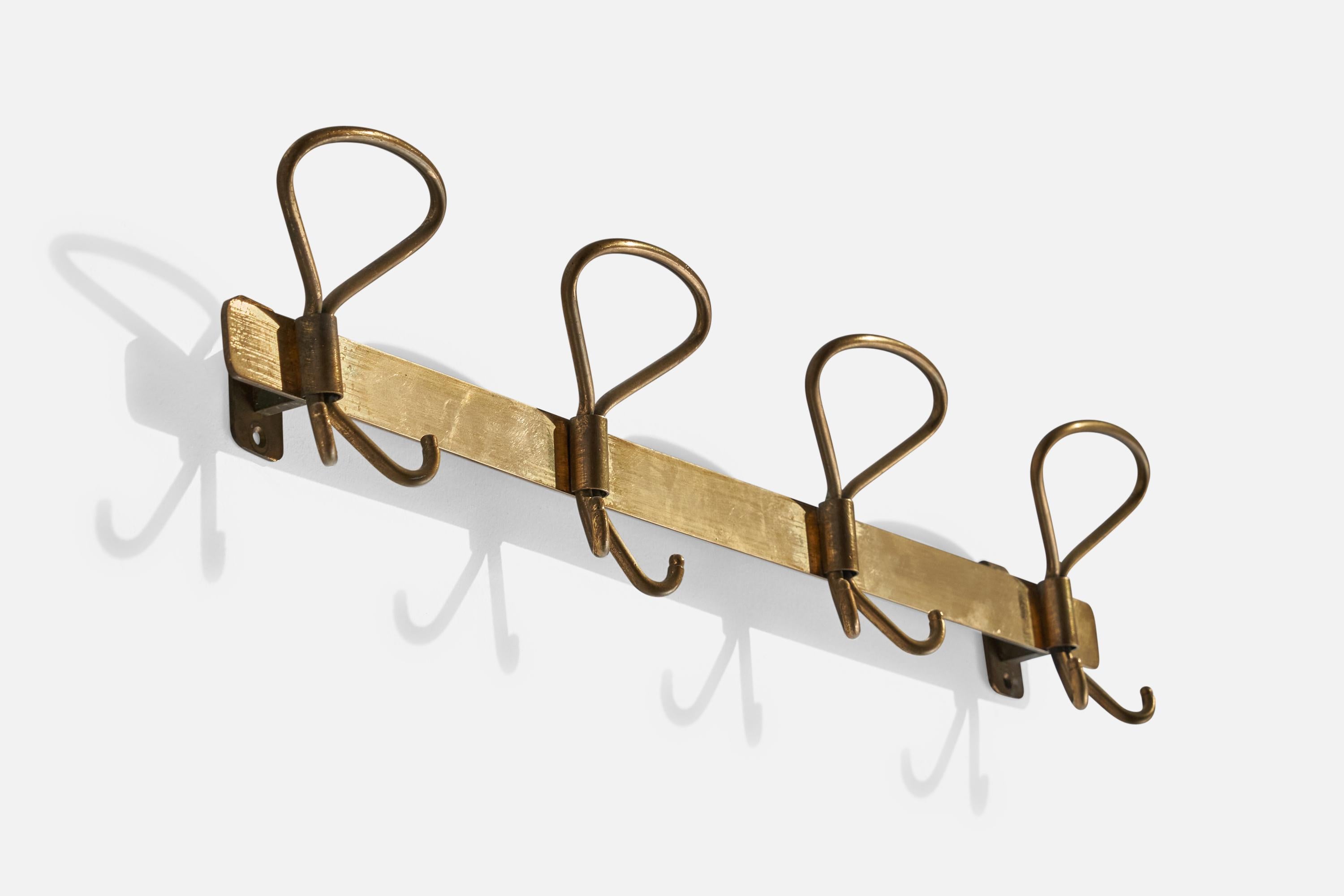 A brass coat rack attributed to Fontana Arte, Italy, 1940s.