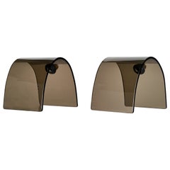 Attribution Fontana Arte, lampes de bureau, verre, laiton, Italie, 1970