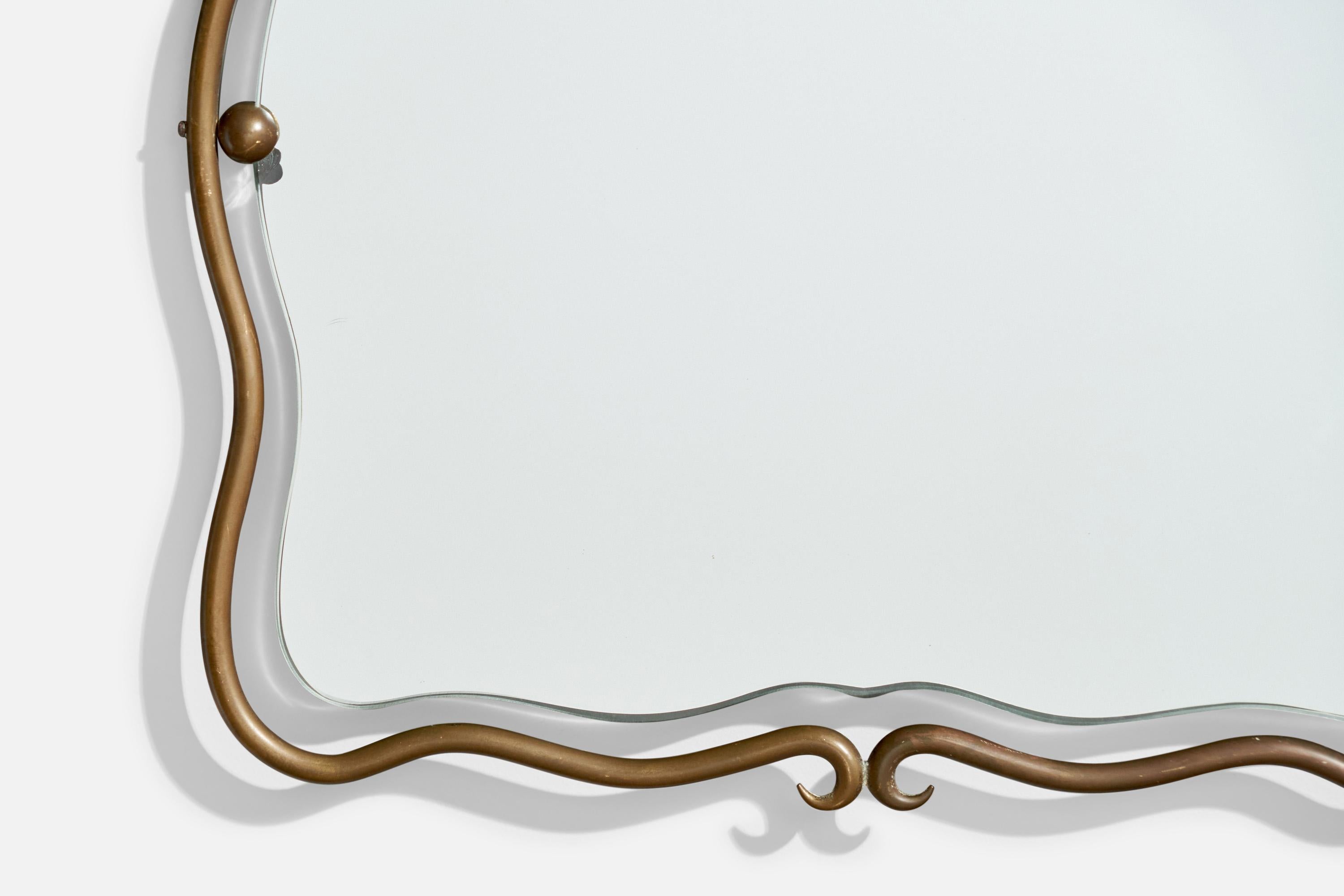 Fontana Arte Attribution, Specchio da parete, Ottone, Italia, anni '40 in vendita 1