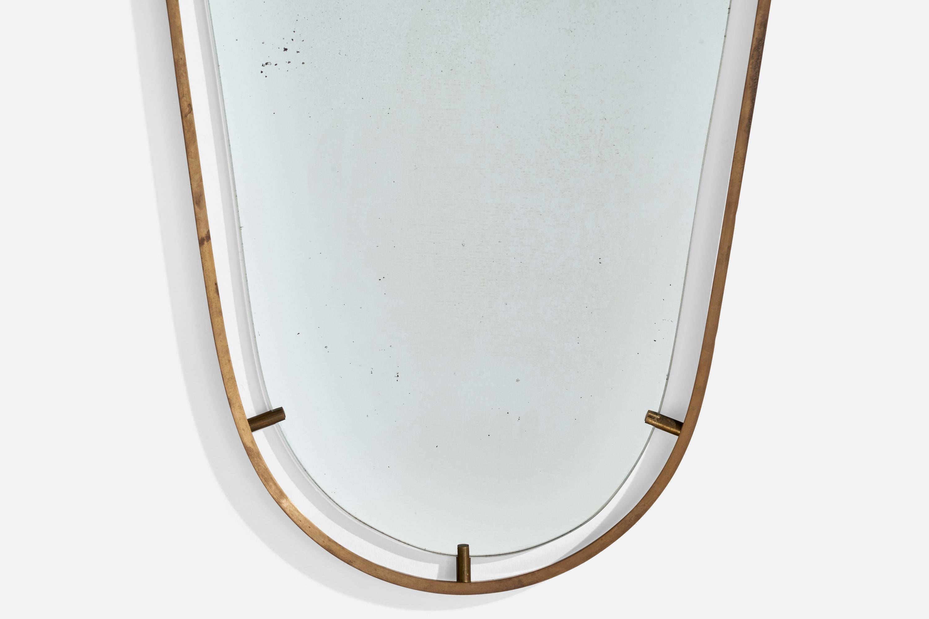 Fontana Arte Attribution, Wall Mirror, Brass, Italy, 1940s 1