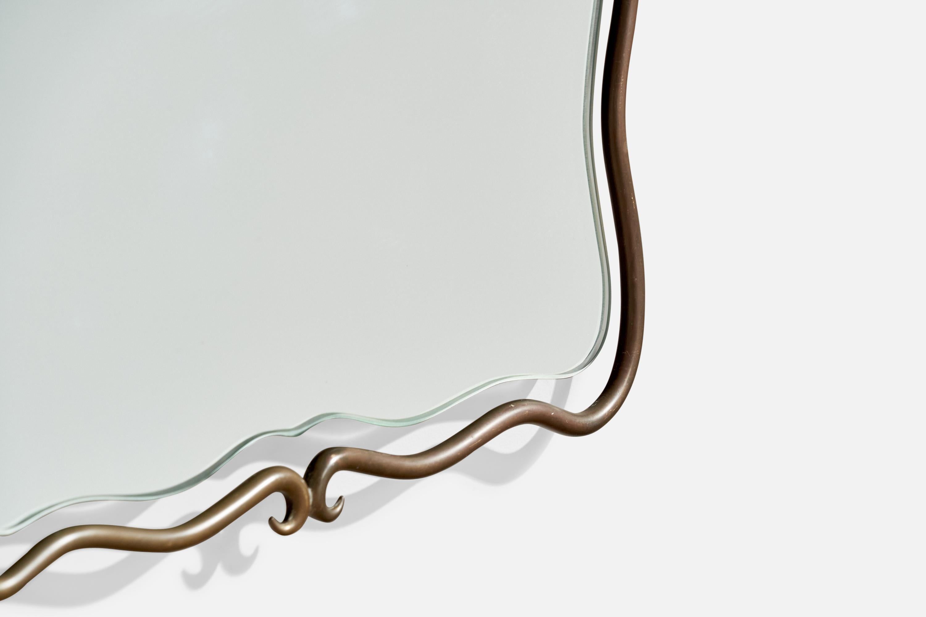 Fontana Arte Attribution, Specchio da parete, Ottone, Italia, anni '40 in vendita 2