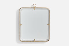Fontana Arte Attribution, Wall Mirror, Brass, Italy, 1950s