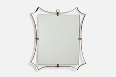 Fontana Arte Attribution, Wall Mirror, Brass, Italy, 1950s