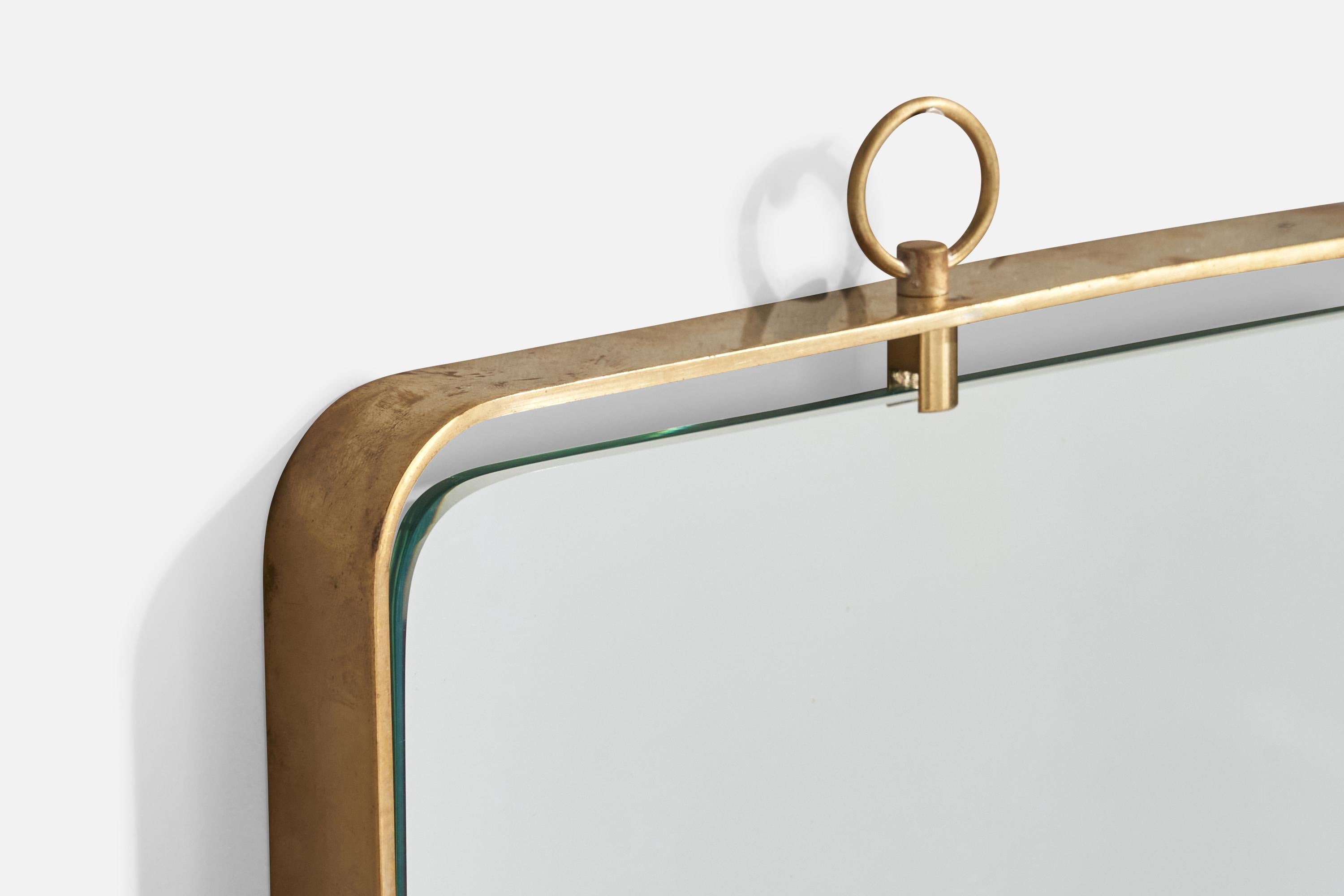 Fontana Arte Attribution, Wall Mirror, Brass, Italy, 1950s In Good Condition For Sale In High Point, NC