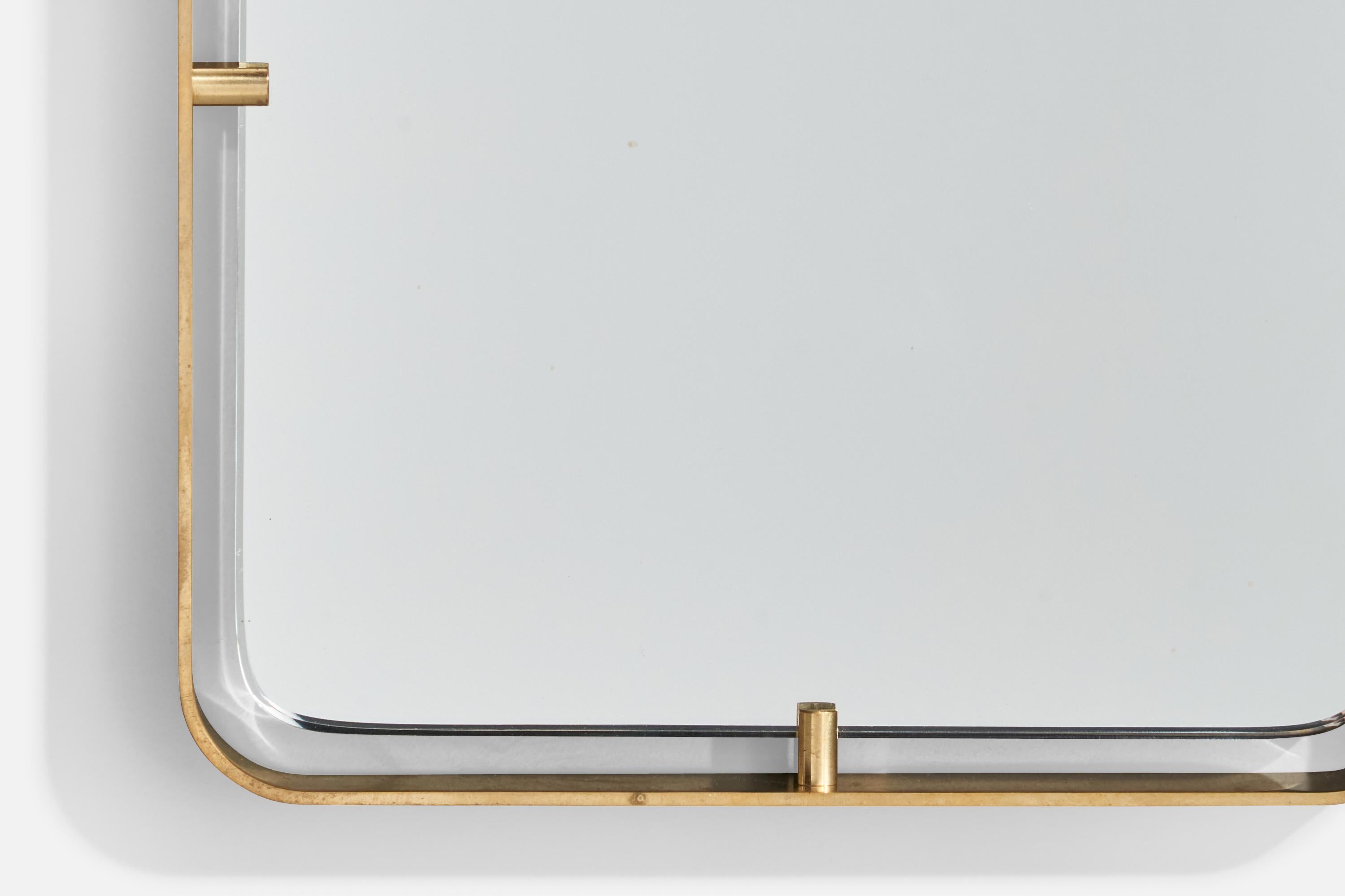 Fontana Arte Attribution, Wall Mirror, Brass, Italy, 1950s For Sale 1