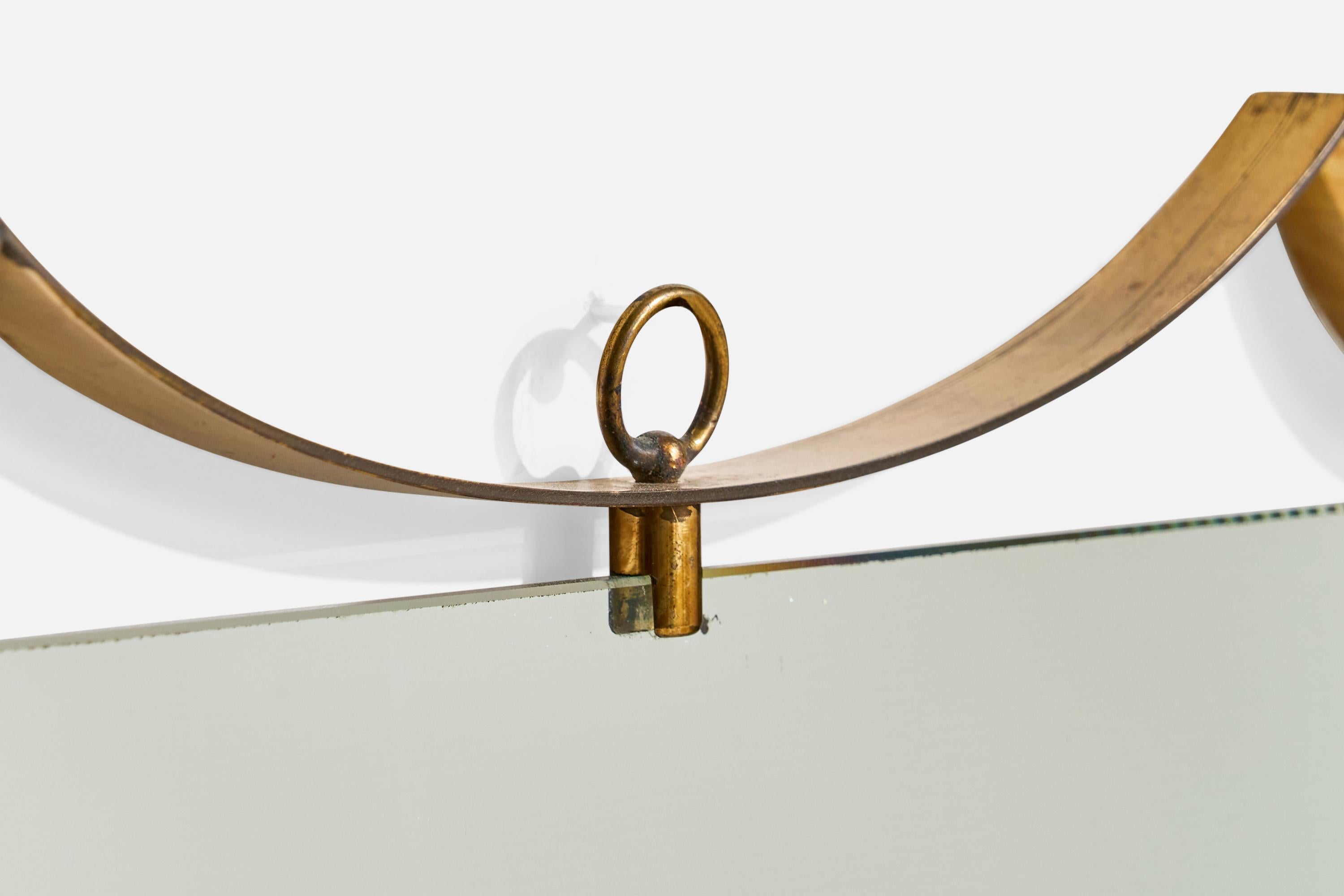 Fontana Arte Attribution, Wall Mirror, Brass, Italy, 1950s For Sale 1