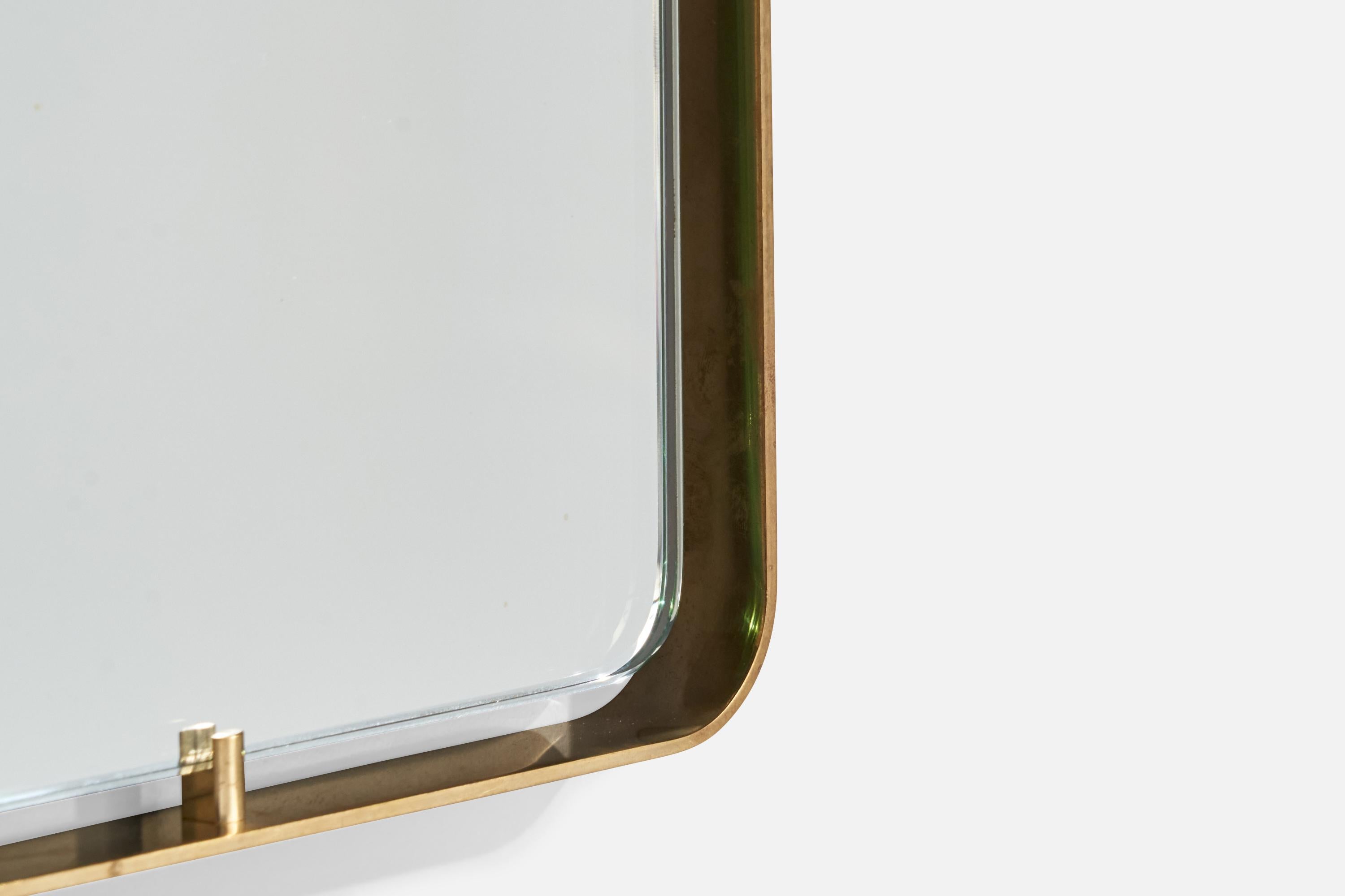 Fontana Arte Attribution, Wall Mirror, Brass, Italy, 1950s For Sale 2