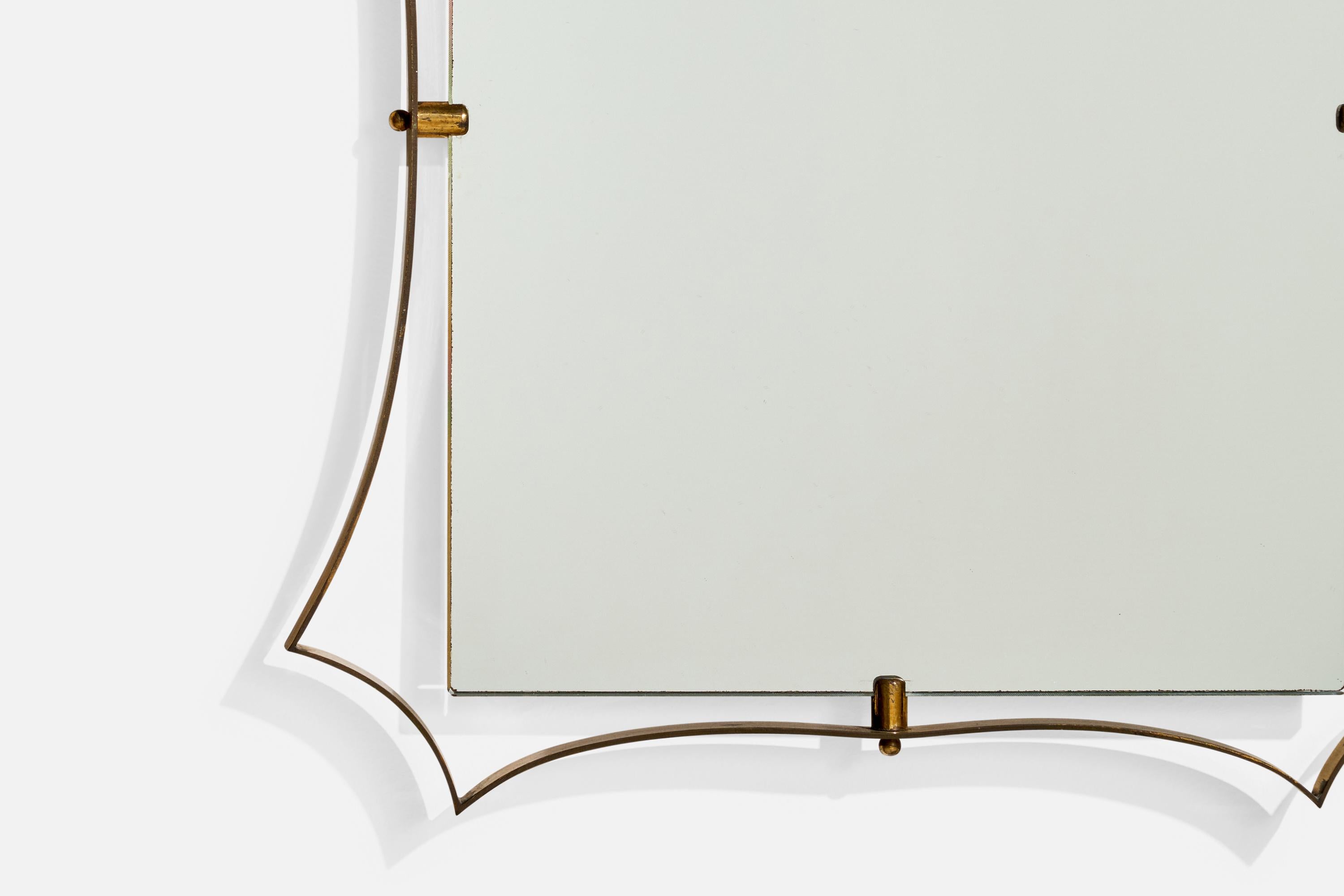 Fontana Arte Attribution, Wall Mirror, Brass, Italy, 1950s For Sale 2
