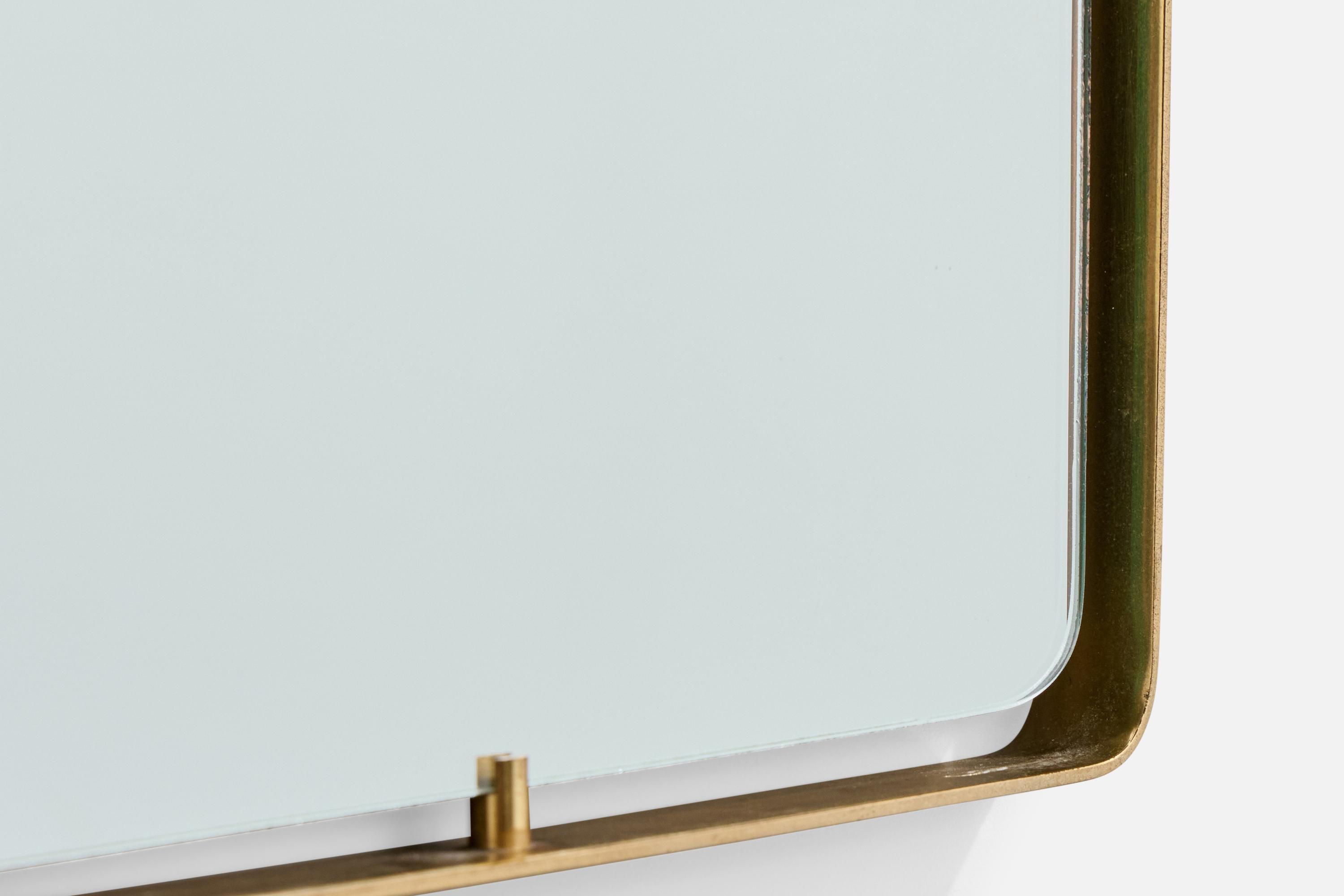 Laiton Attribuation Fontana Arte, miroir mural, laiton, Italie, années 1950 en vente