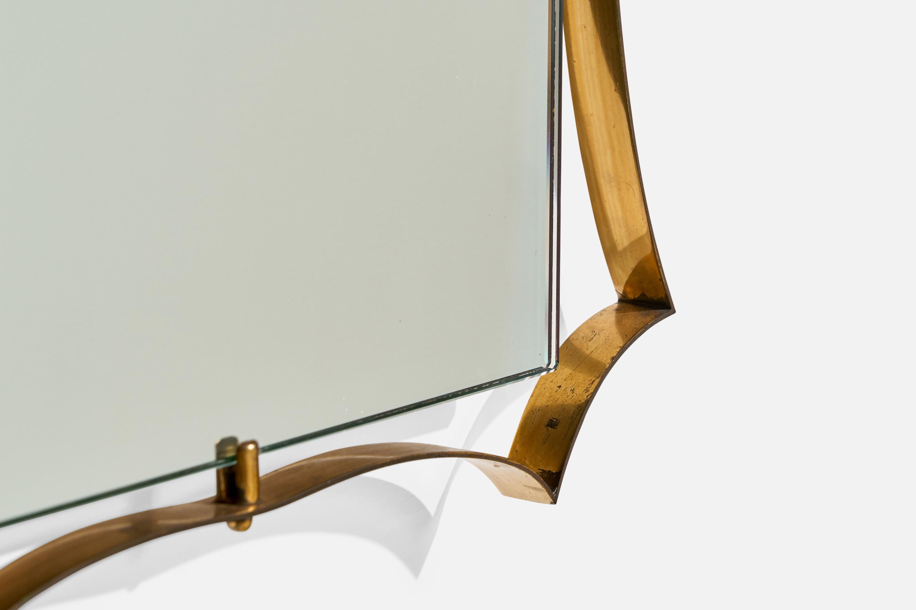 Fontana Arte Attribution, Wall Mirror, Brass, Italy, 1950s For Sale 3