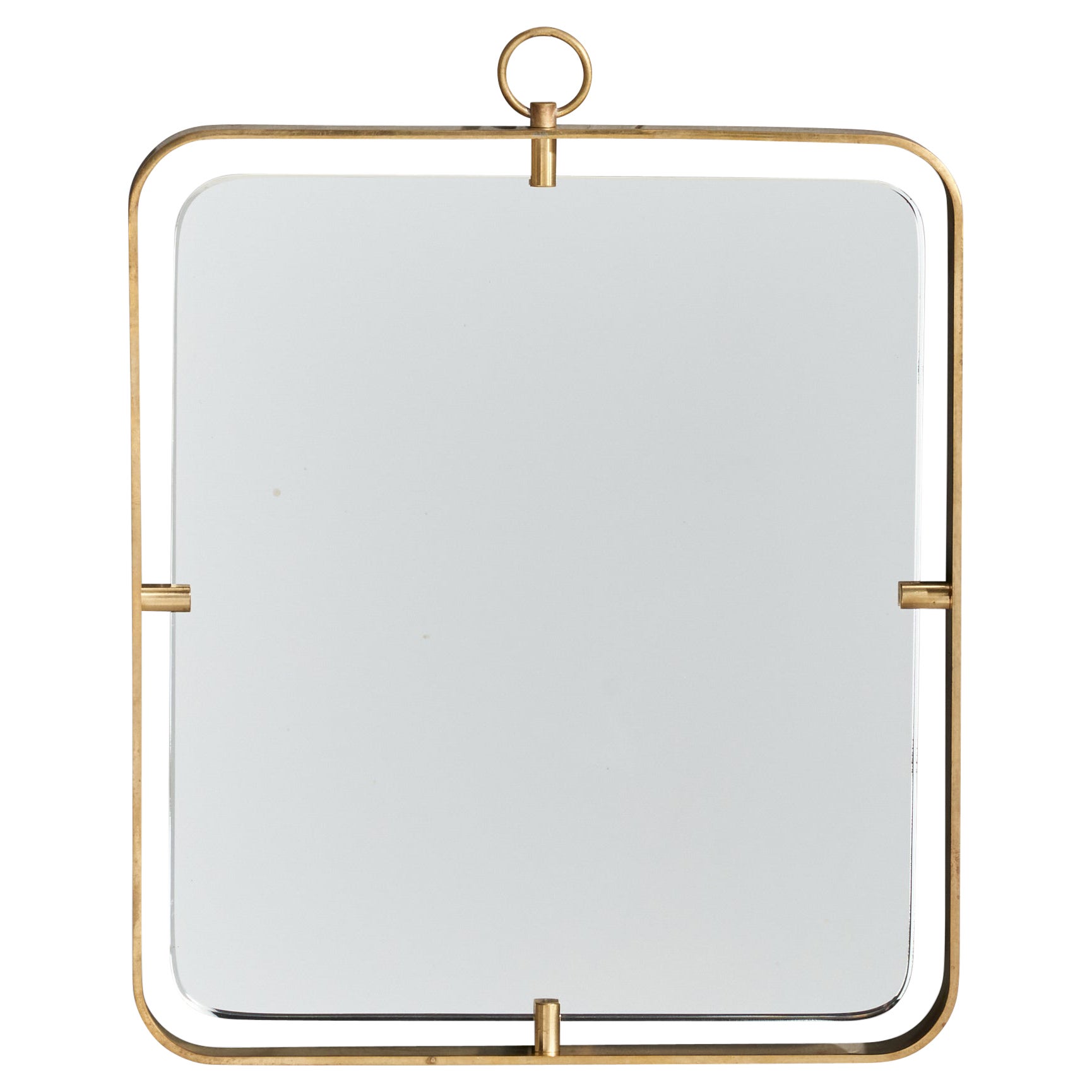 Fontana Arte Attribution, Wall Mirror, Brass, Italy, 1950s