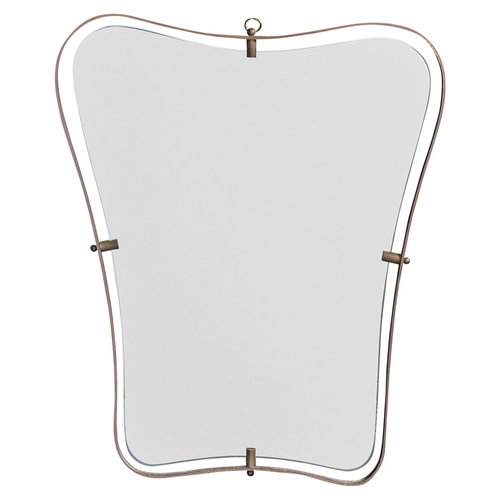 Attribuation Fontana Arte, miroir mural, laiton, Italie, années 1950