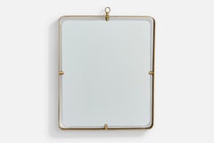 Attribuation Fontana Arte, miroir mural, laiton, Italie, années 1950