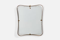 Fontana Arte Attribution, Wall Mirror, Brass, Mirror Glass, Italy, 1950s