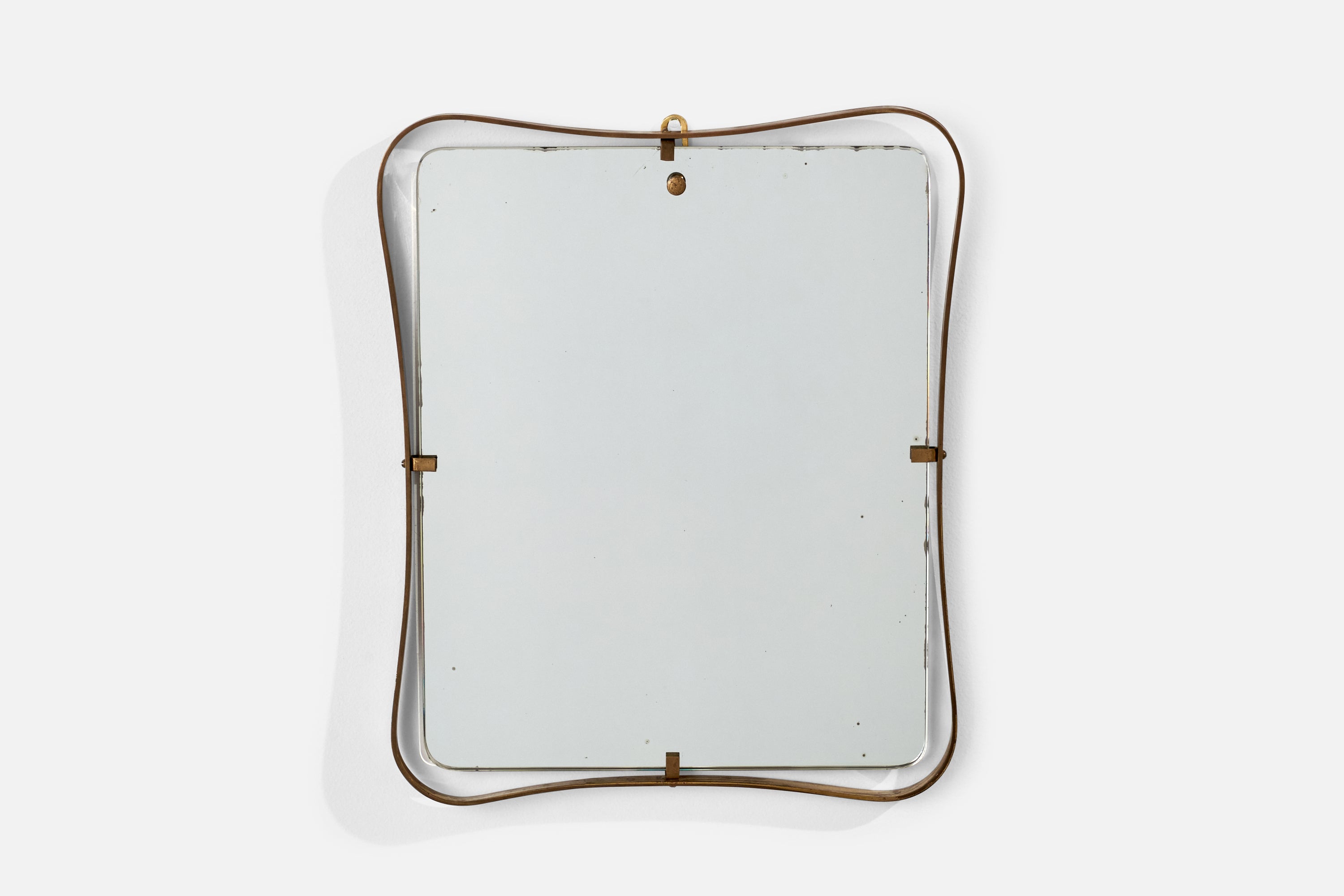 Fontana Arte Attribution, Wandspiegel, Messing, Spiegelglas, Italien, 1950er Jahre