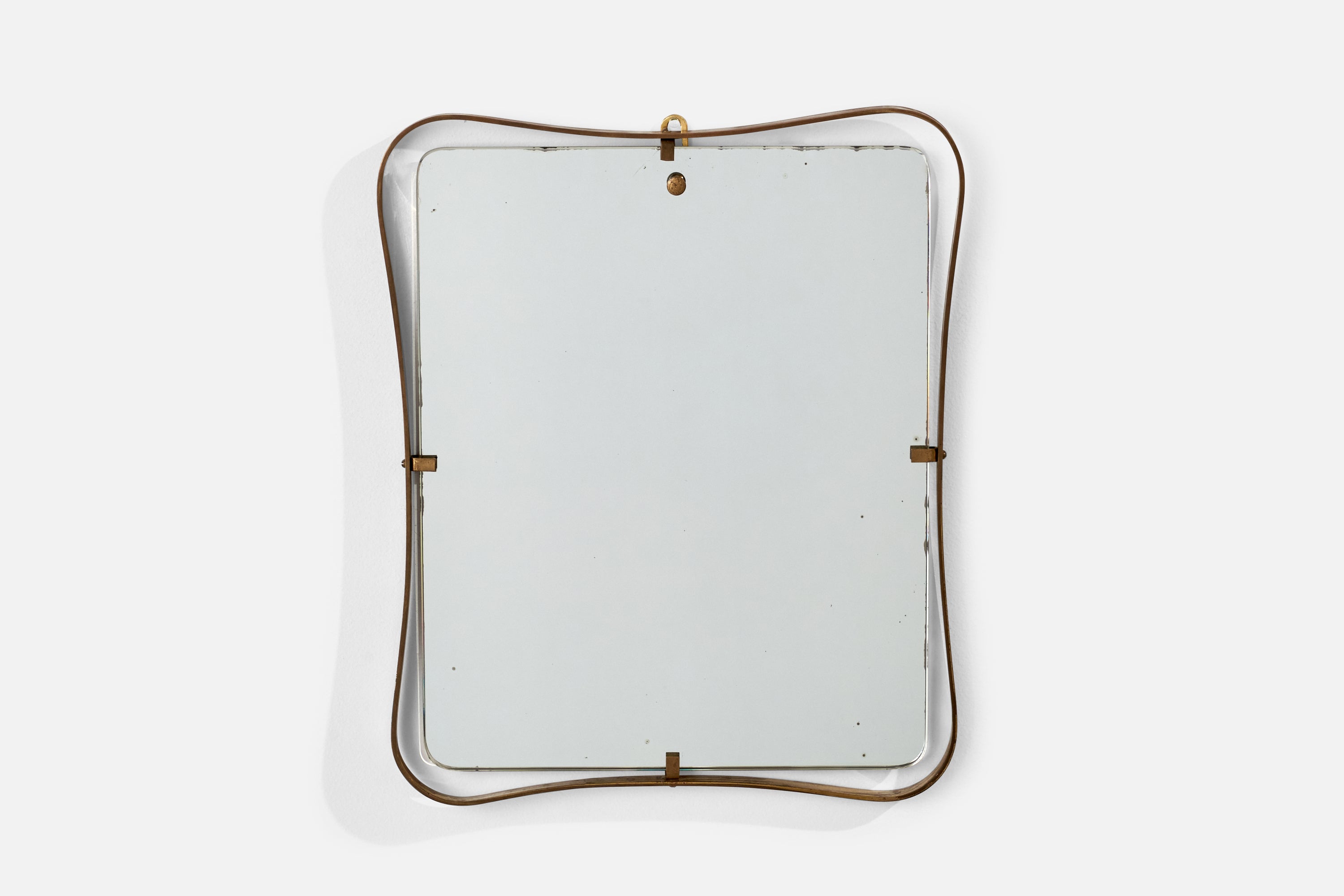 Fontana Arte Attribution, Wall Mirror, Brass, Mirror Glass, Italy, 1950s