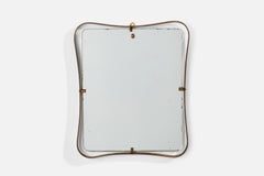 Fontana Arte Attribution, Specchio da parete, Ottone, Vetro a specchio, Italia, anni '50