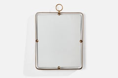 Fontana Arte Attribution, Wall Mirror, Brass, Mirror Glass, Italy, 1950s