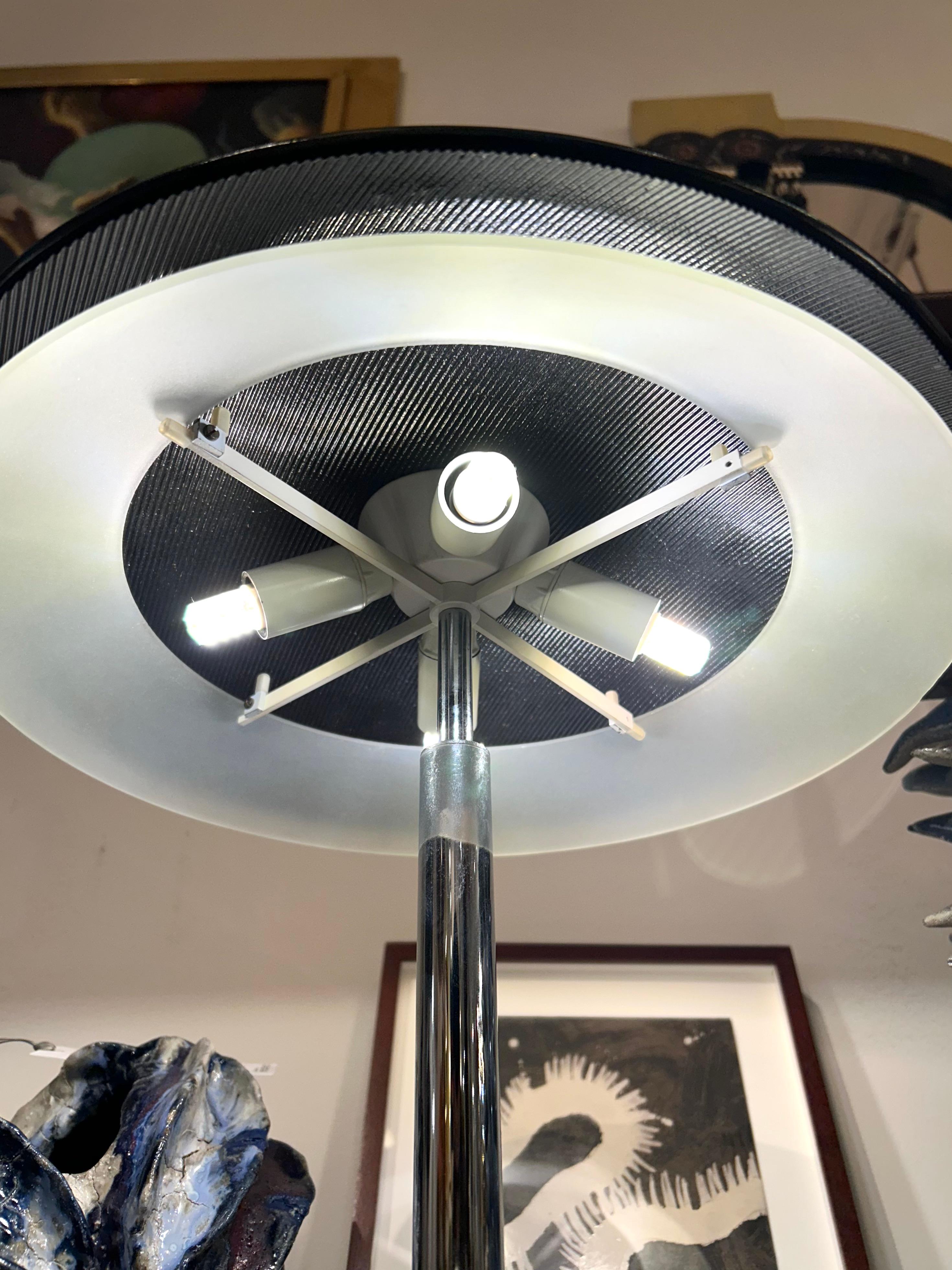 Fontana Arte Bis Table Lamp with Chrome Base and Black Glass, Italy, 1960s For Sale 5