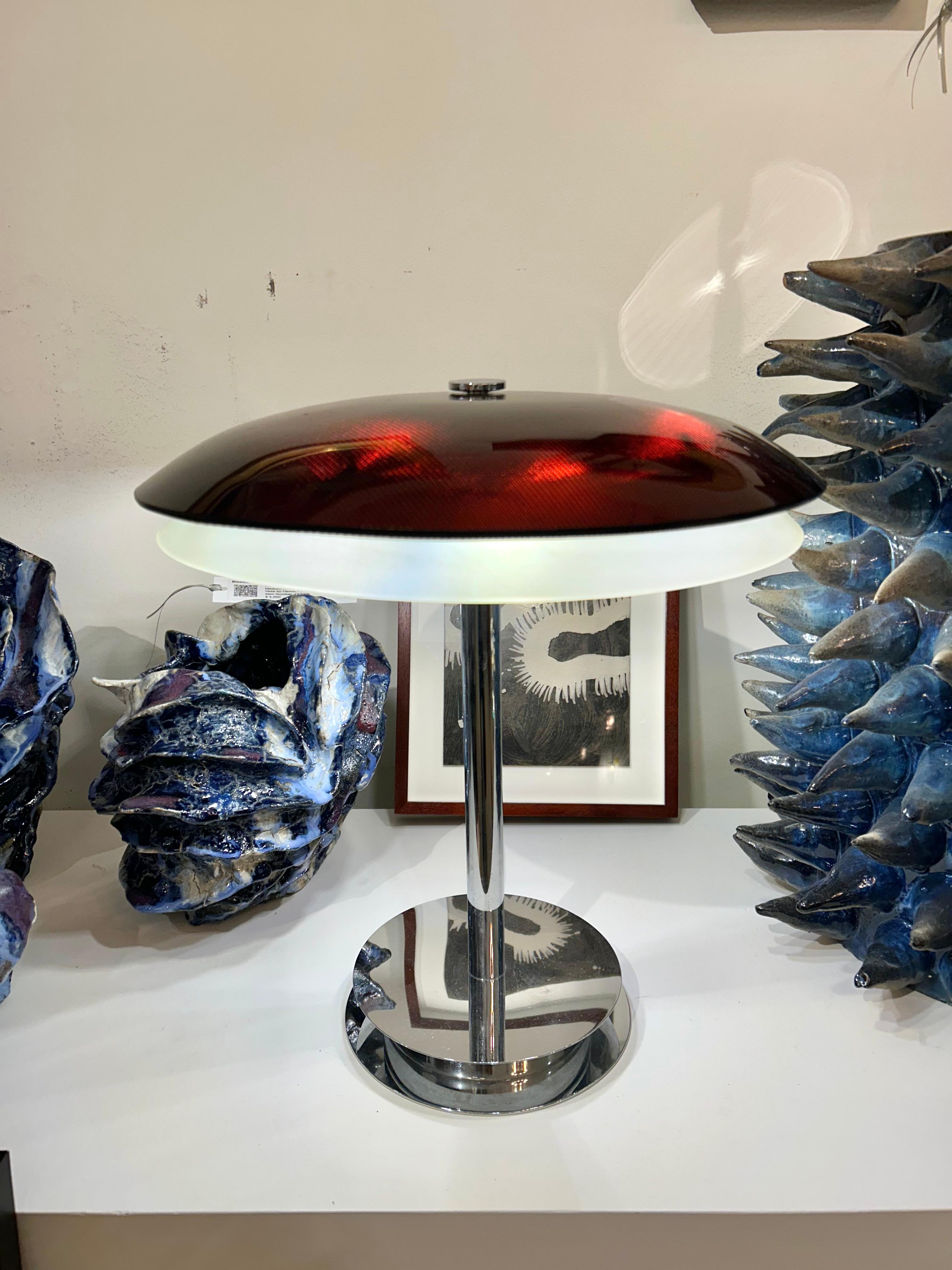 Fontana Arte Bis Table Lamp with Chrome Base and Black Glass, Italy, 1960s For Sale 6