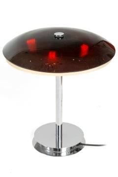 Fontana Arte Bis Table Lamp with Chrome Base and Black Glass, Italy, 1960s
