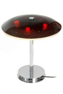 Fontana Arte Bis Table Lamp with Chrome Base and Black Glass, Italy, 1960s