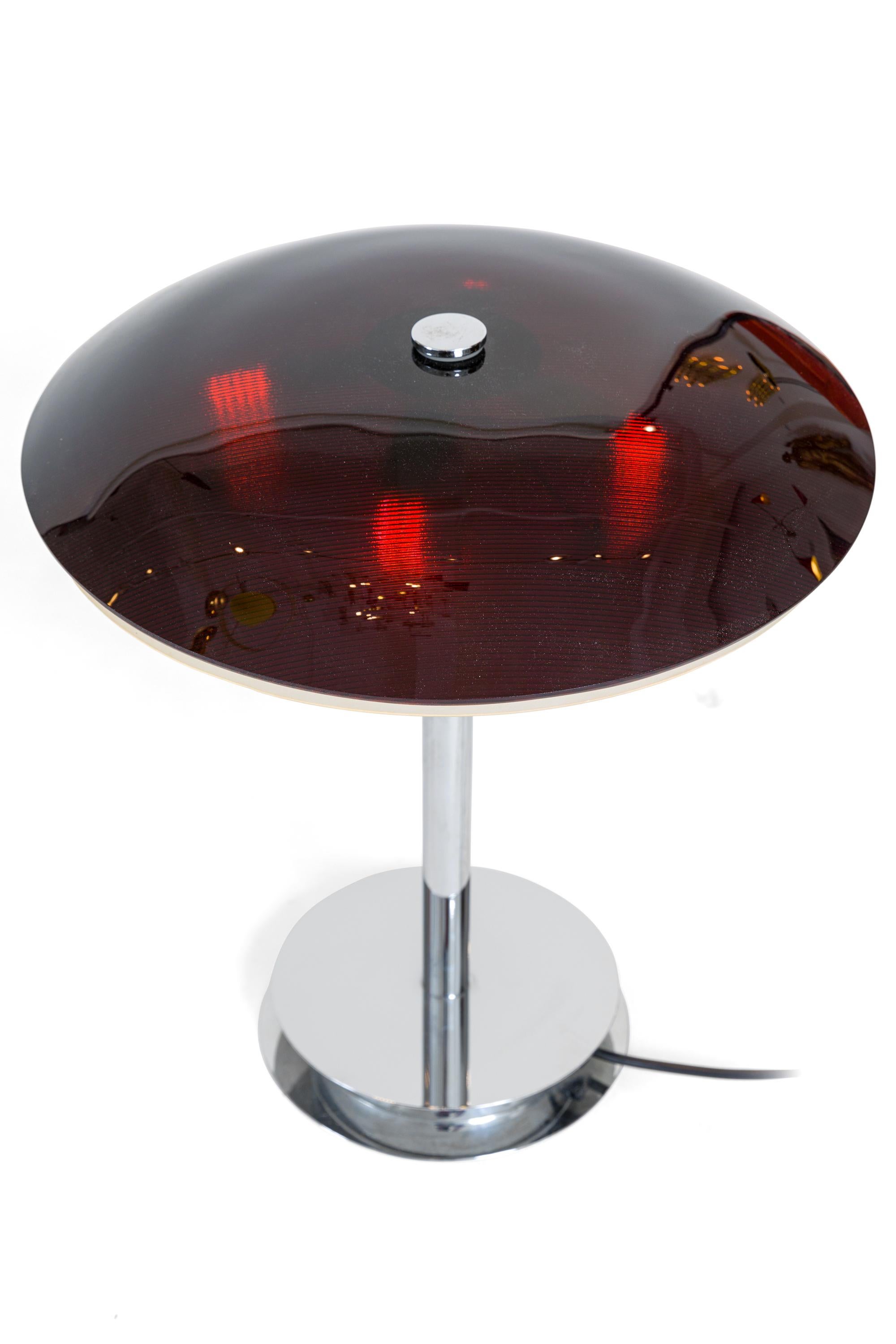 Mid-Century Modern Fontana Arte Bis Table Lamp with Chrome Base and Black Glass, Italy, 1960s