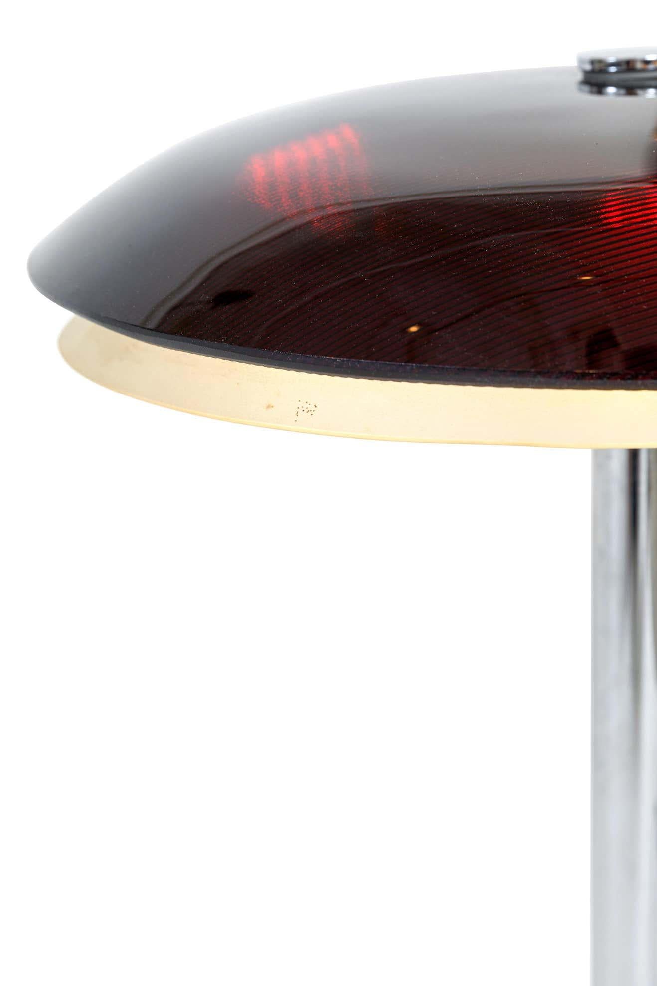 Fontana Arte Bis Table Lamp with Chrome Base and Black Glass, Italy, 1960s In Good Condition For Sale In New York, NY