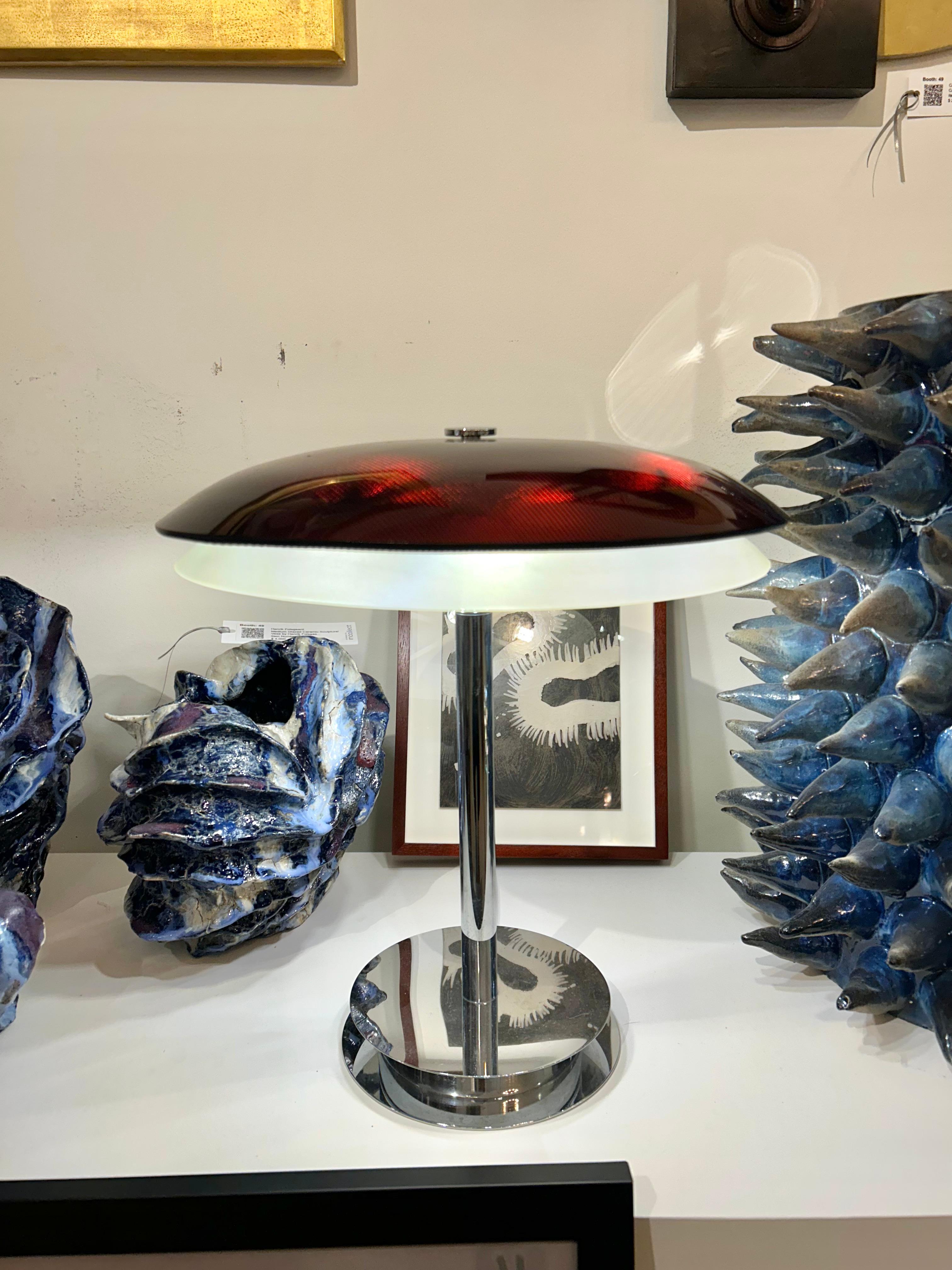 Murano Glass Fontana Arte Bis Table Lamp with Chrome Base and Black Glass, Italy, 1960s For Sale