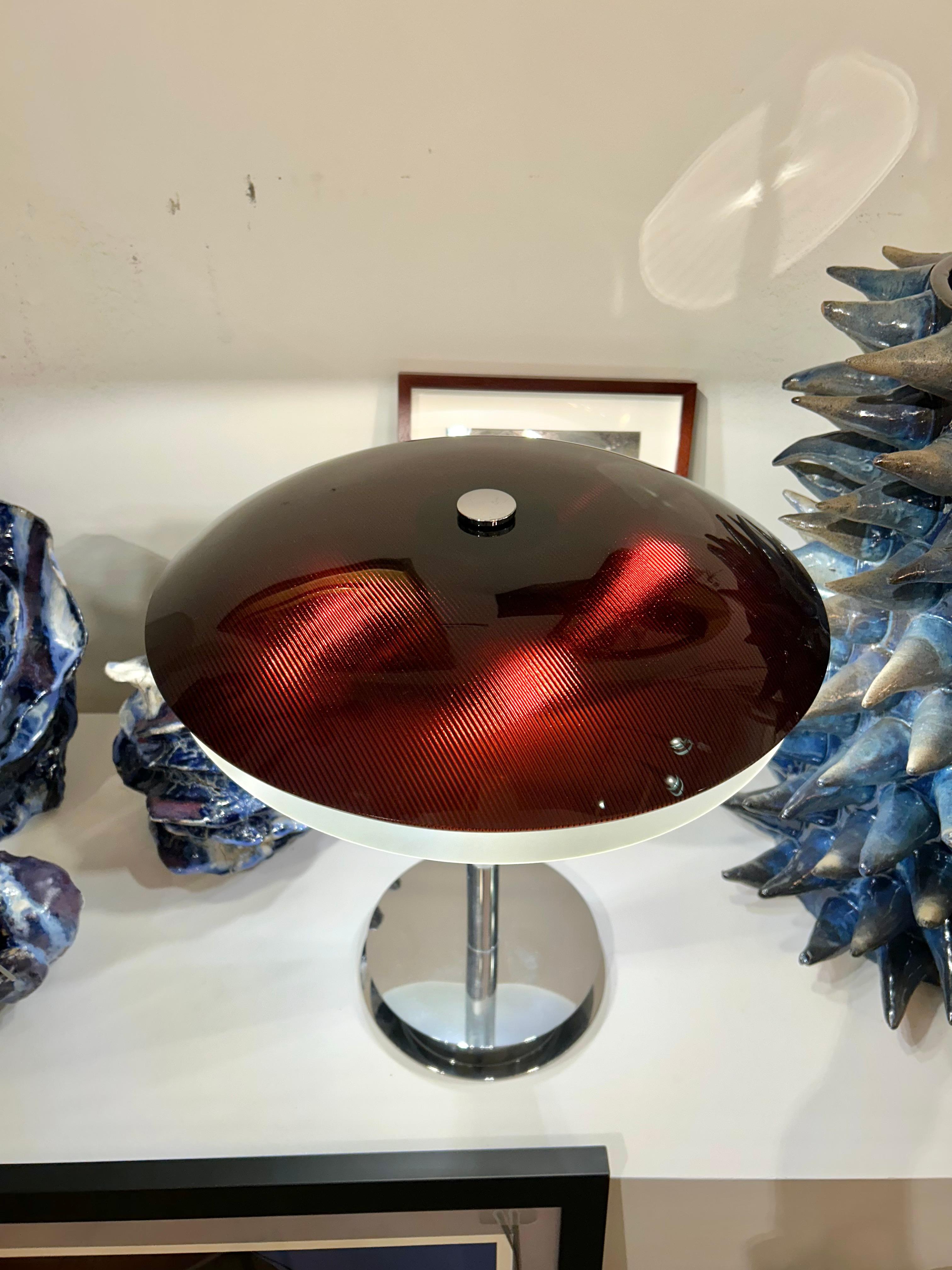 Fontana Arte Bis Table Lamp with Chrome Base and Black Glass, Italy, 1960s For Sale 1