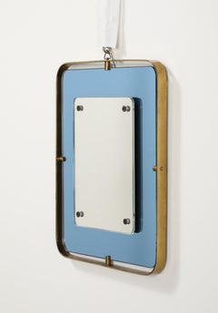 Fontana Arte Blue Glass and Brass Wall Mirror, circa 1950