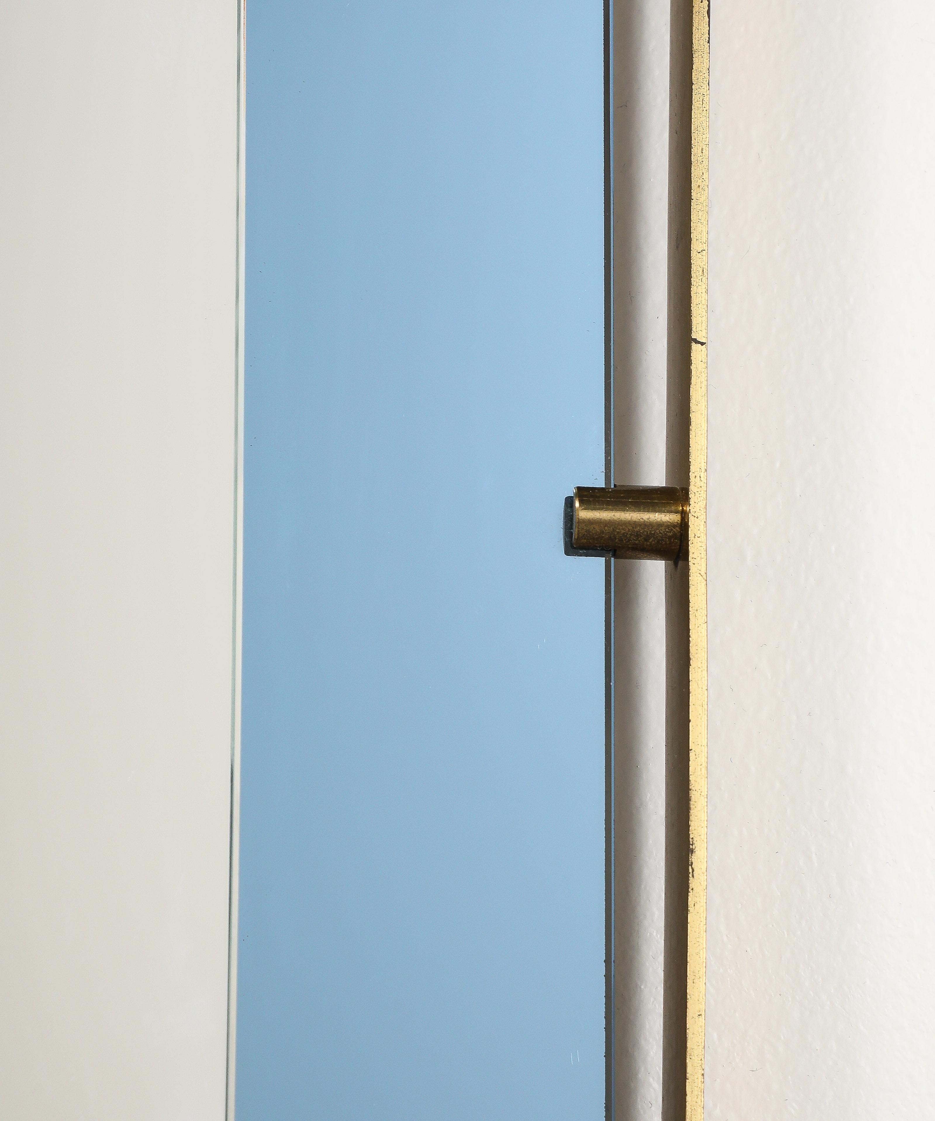 Mid-20th Century Fontana Arte Blue Glass and Brass Wall Mirror, circa 1950 For Sale