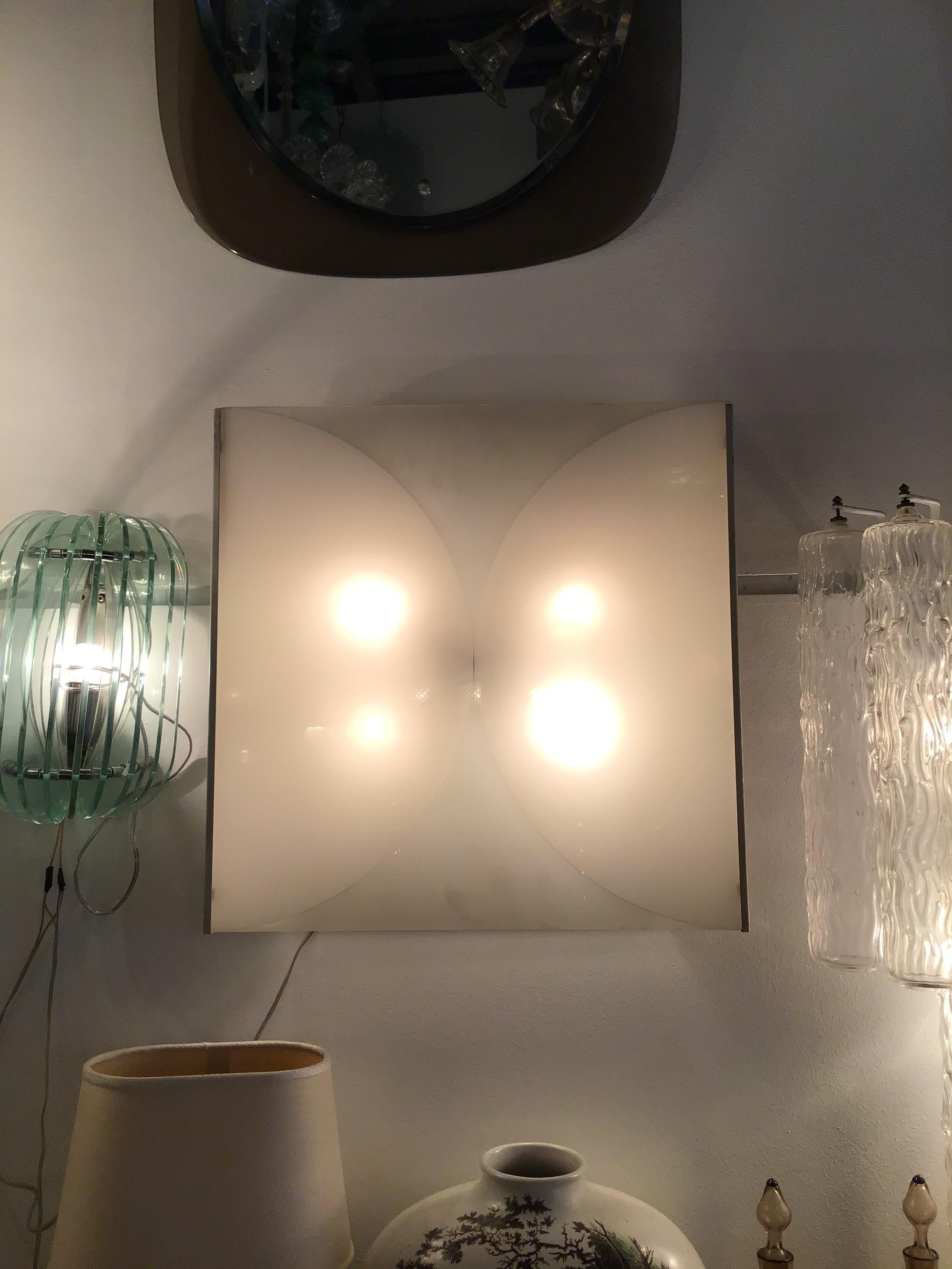 Fontana Arte Bobo Piccoli Sconces or Ceiling Light Glass Metal, 1970, Italy In Excellent Condition For Sale In Milano, IT