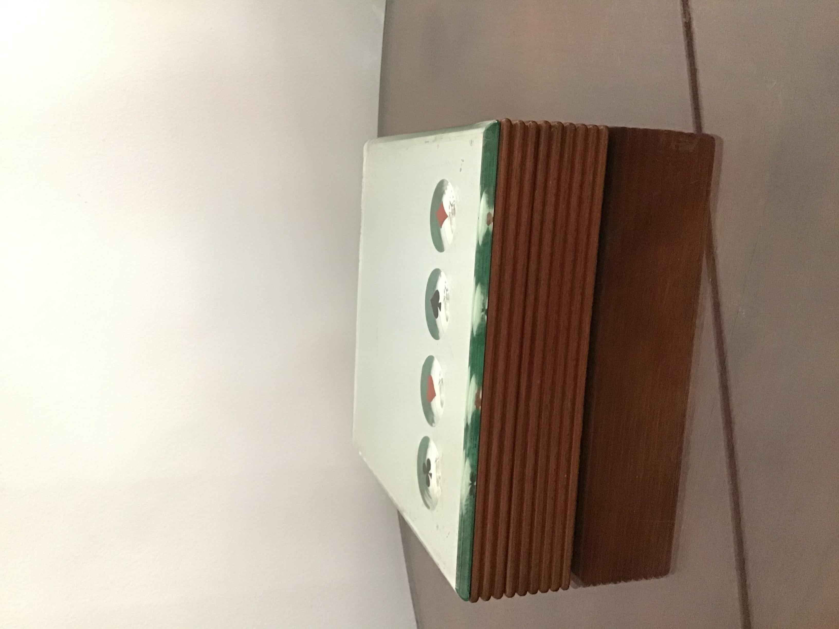 Boîte de Fontana Arte pour cartes ou bijoux, bois laiton verre, 1950, Italie.