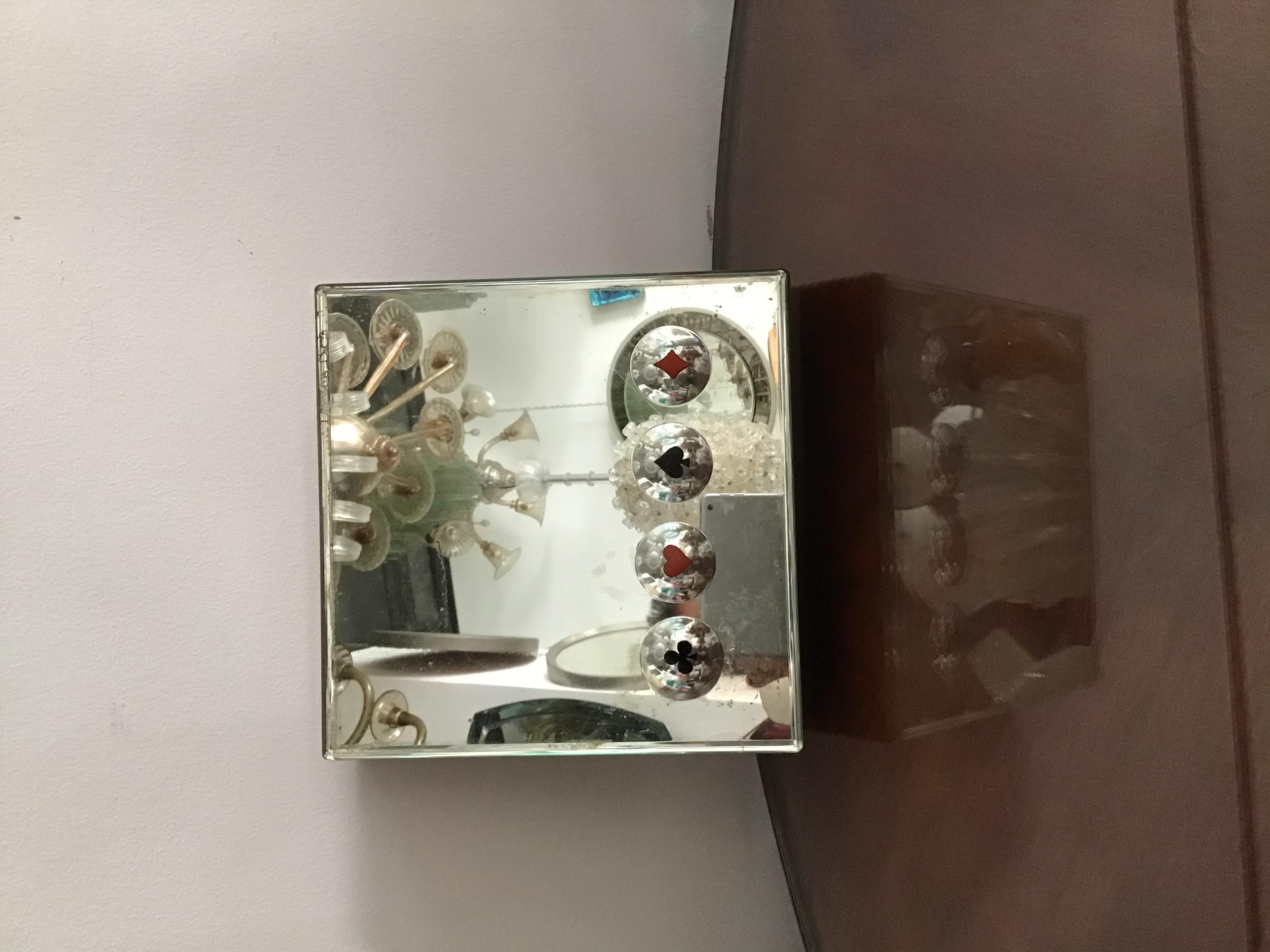 Fontana Arte Box for Cards or Jewels, Wood Brass Glass, 1950, Italy In Good Condition In Milano, IT