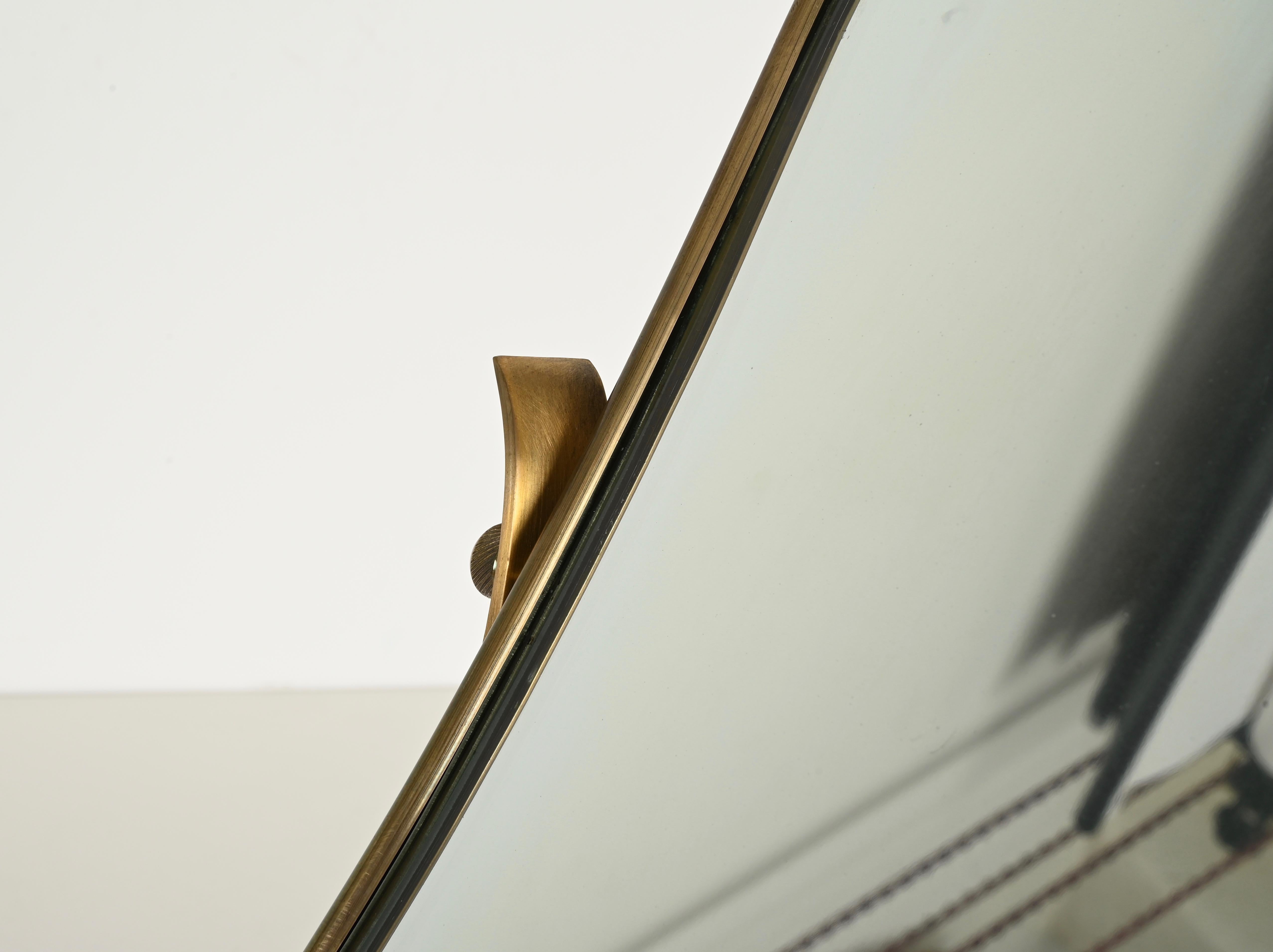 Miroir de table réglable en laiton de Fontana Arte, style Gio Ponti, Italie, années 1940 en vente 2