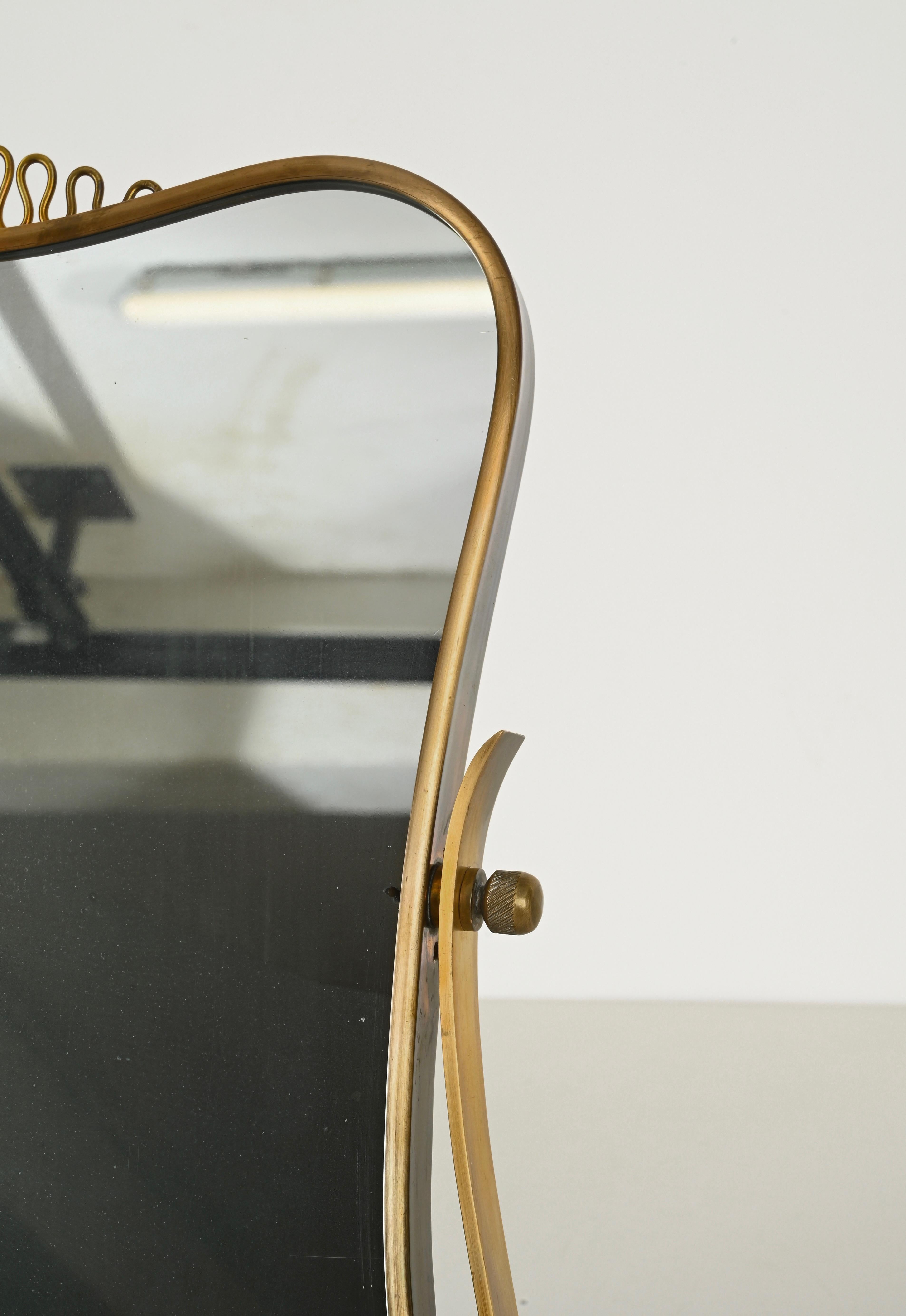 Miroir de table réglable en laiton de Fontana Arte, style Gio Ponti, Italie, années 1940 en vente 5