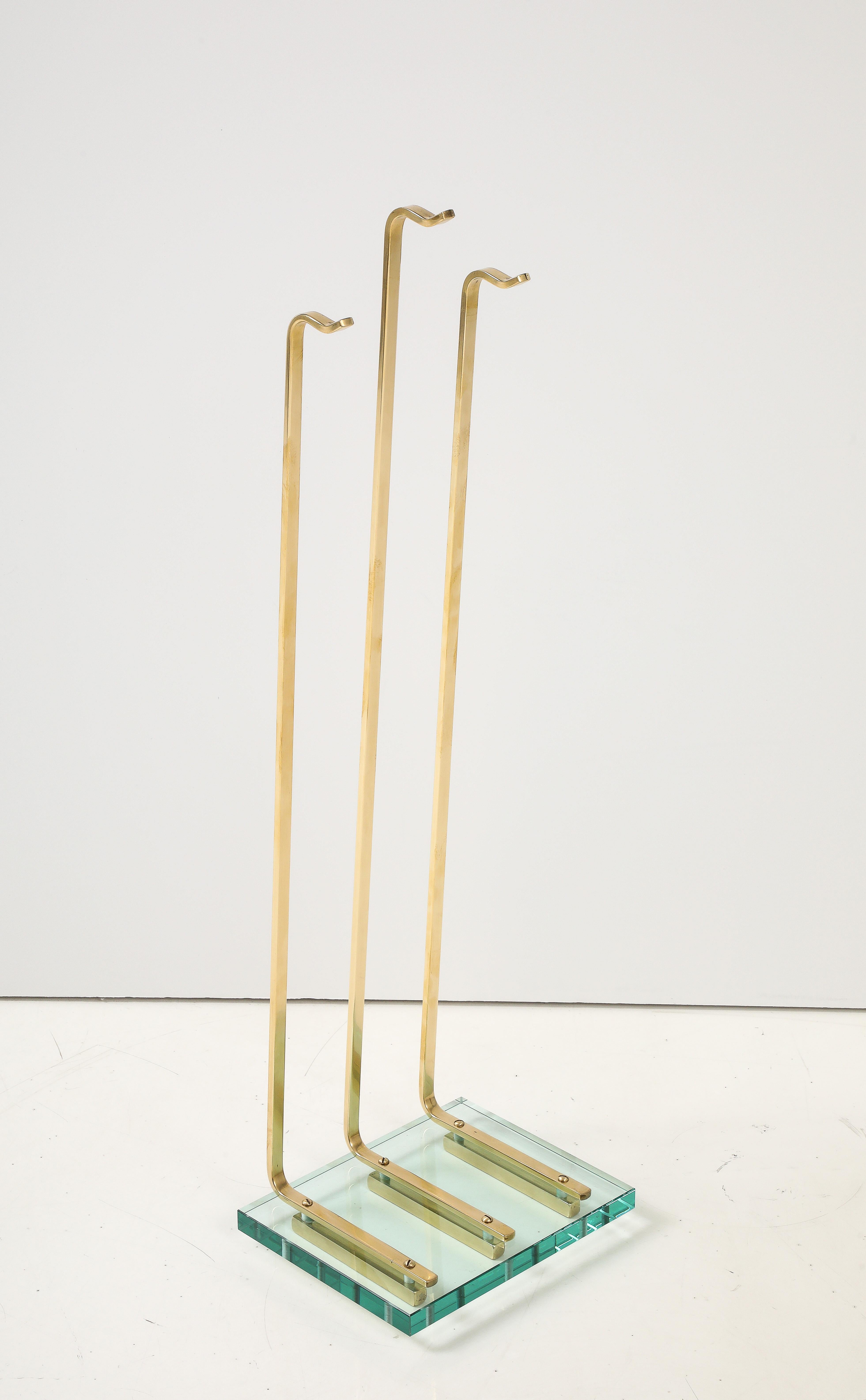 Modernistisches italienisches Kaminbesteck aus Messing und Glas von Fontana Arte im Angebot 7