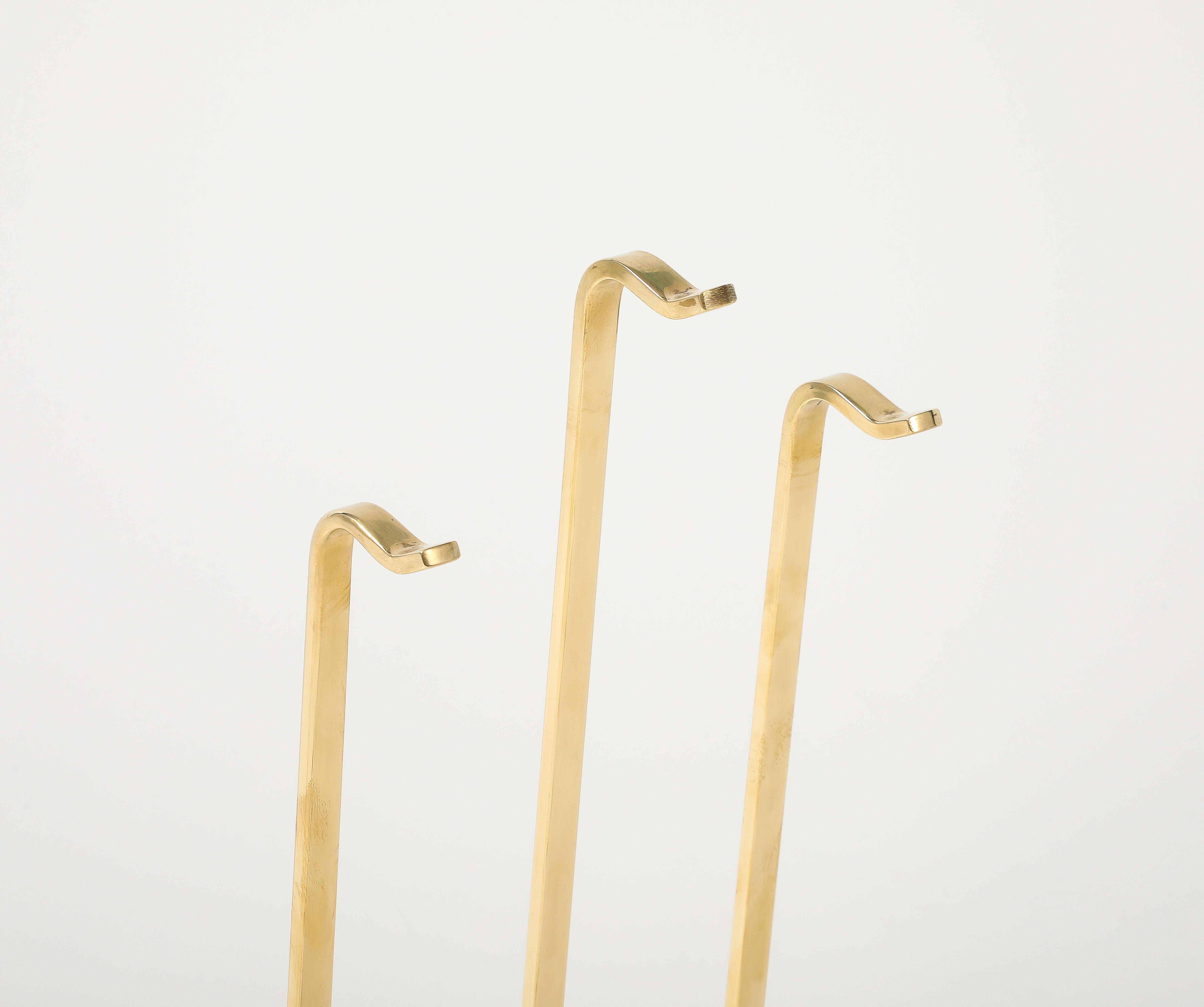 Modernistisches italienisches Kaminbesteck aus Messing und Glas von Fontana Arte (Moderne der Mitte des Jahrhunderts) im Angebot